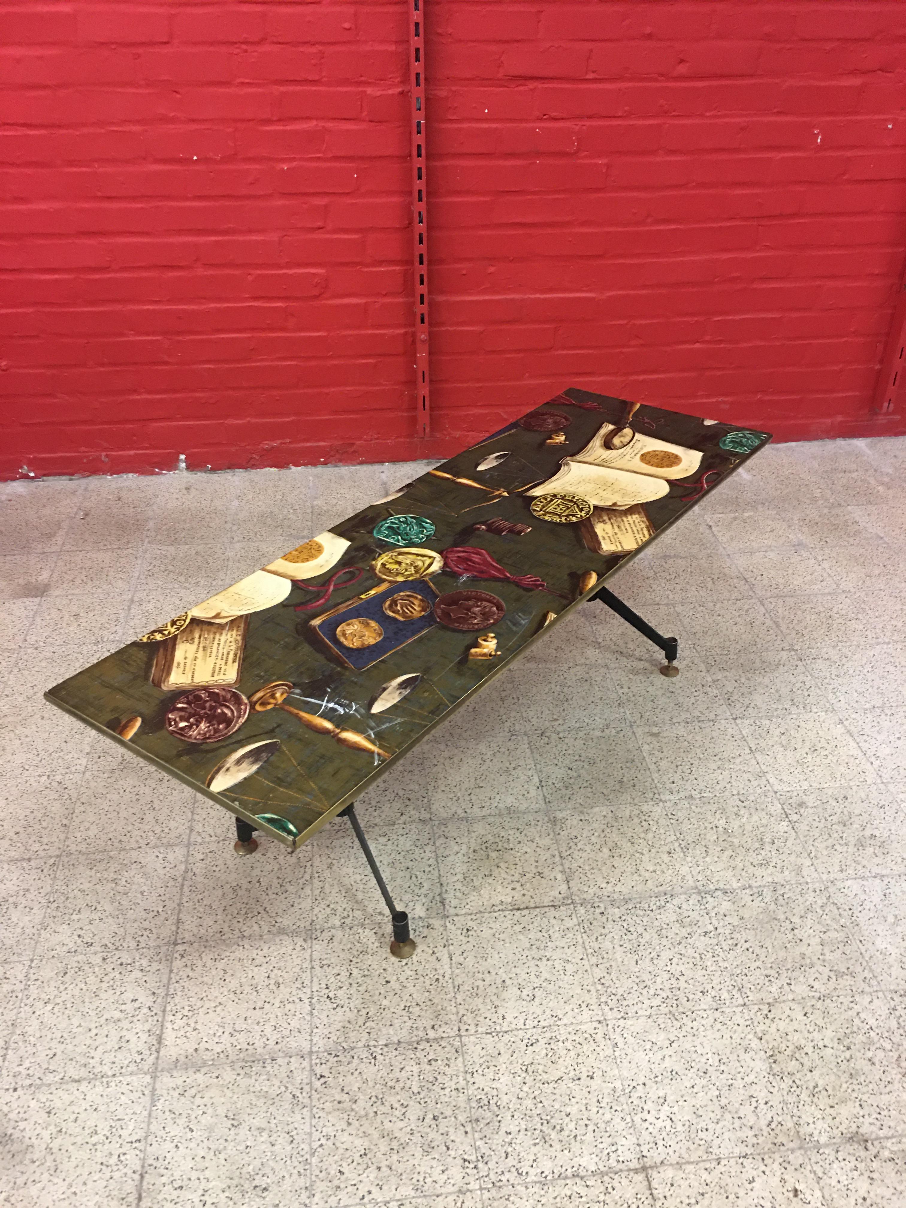 Lacquered Large Coffee Table, circa 1960 For Sale