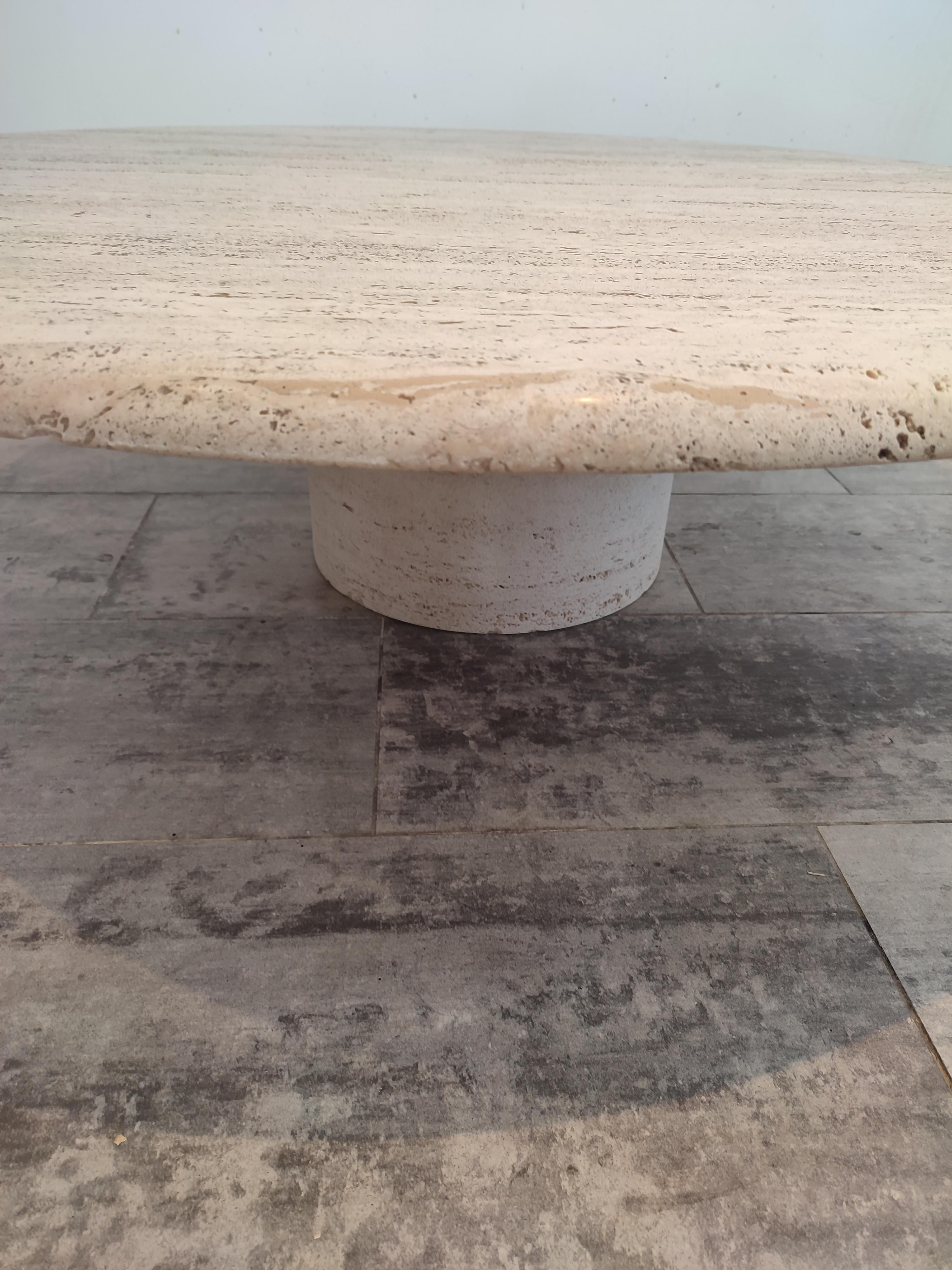 Mid-Century Modern Large Coffee Table in Travertine by Angelo Mangiarotti