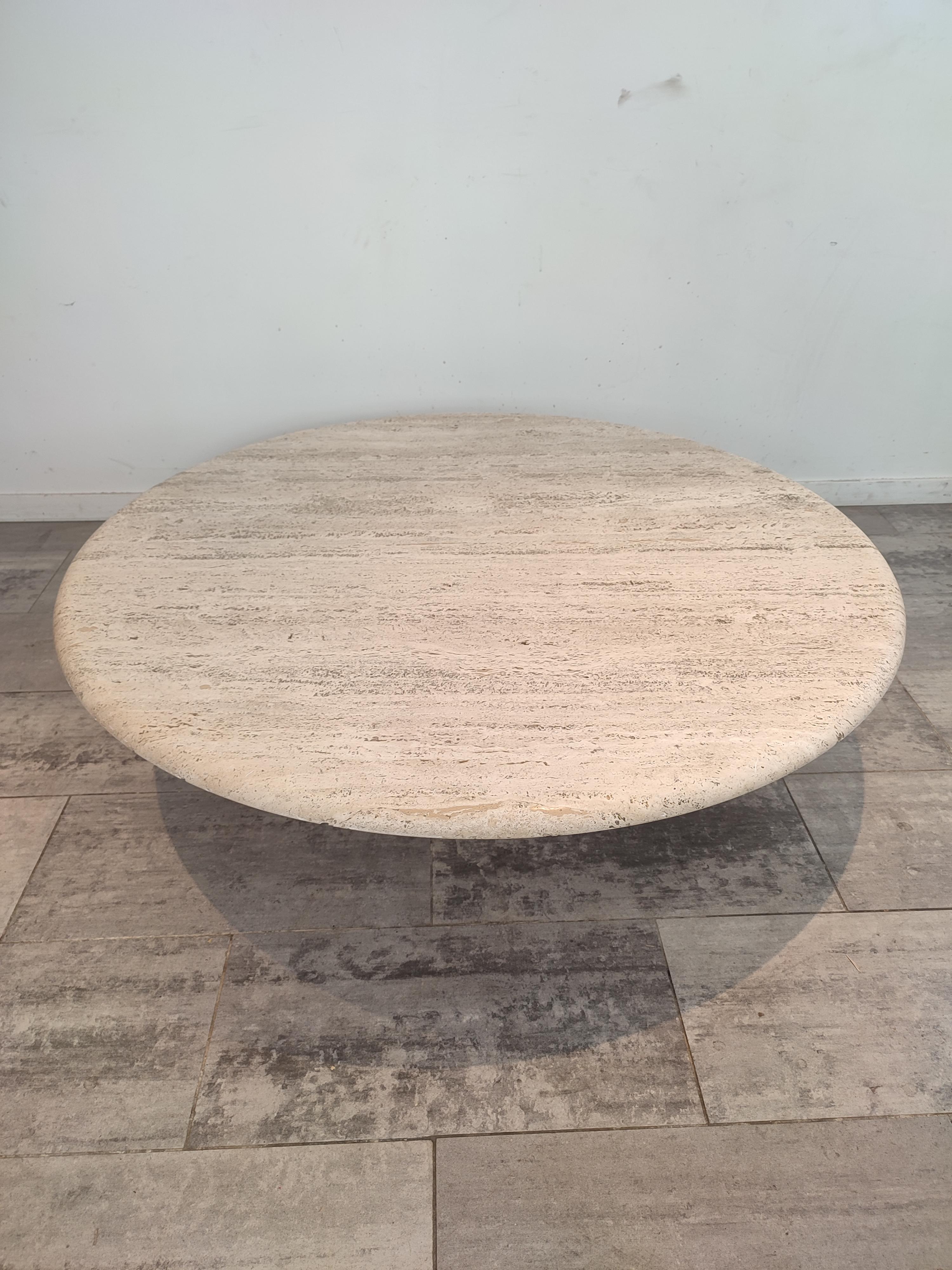 Large Coffee Table in Travertine by Angelo Mangiarotti 1