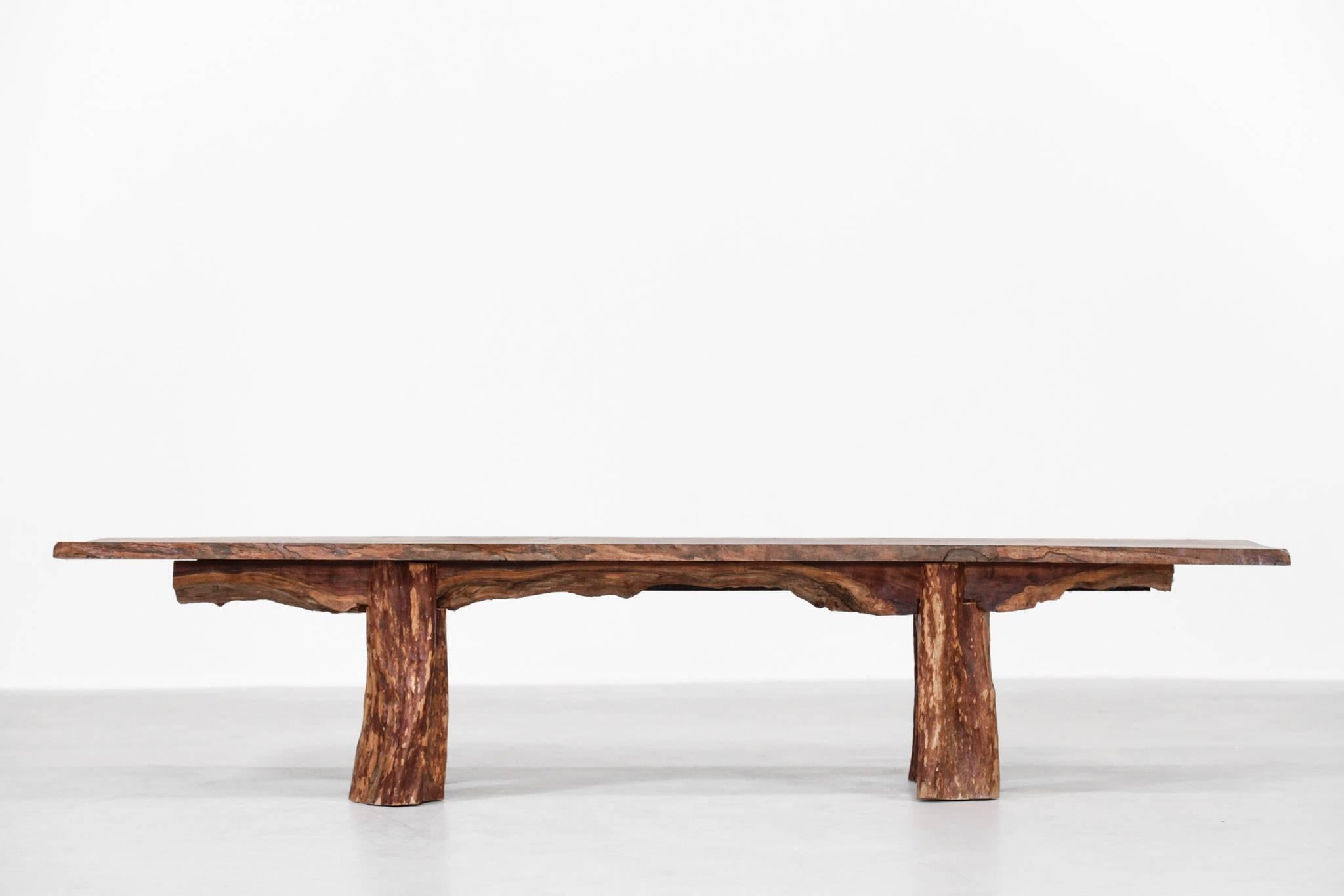 Very nice Brutalist bench or coffee table in wood.
