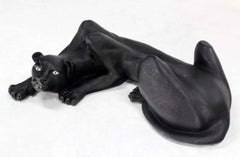 Großer Couchtisch Skulpturale Basis eines Panthers Große schwarze Katze Mid Century