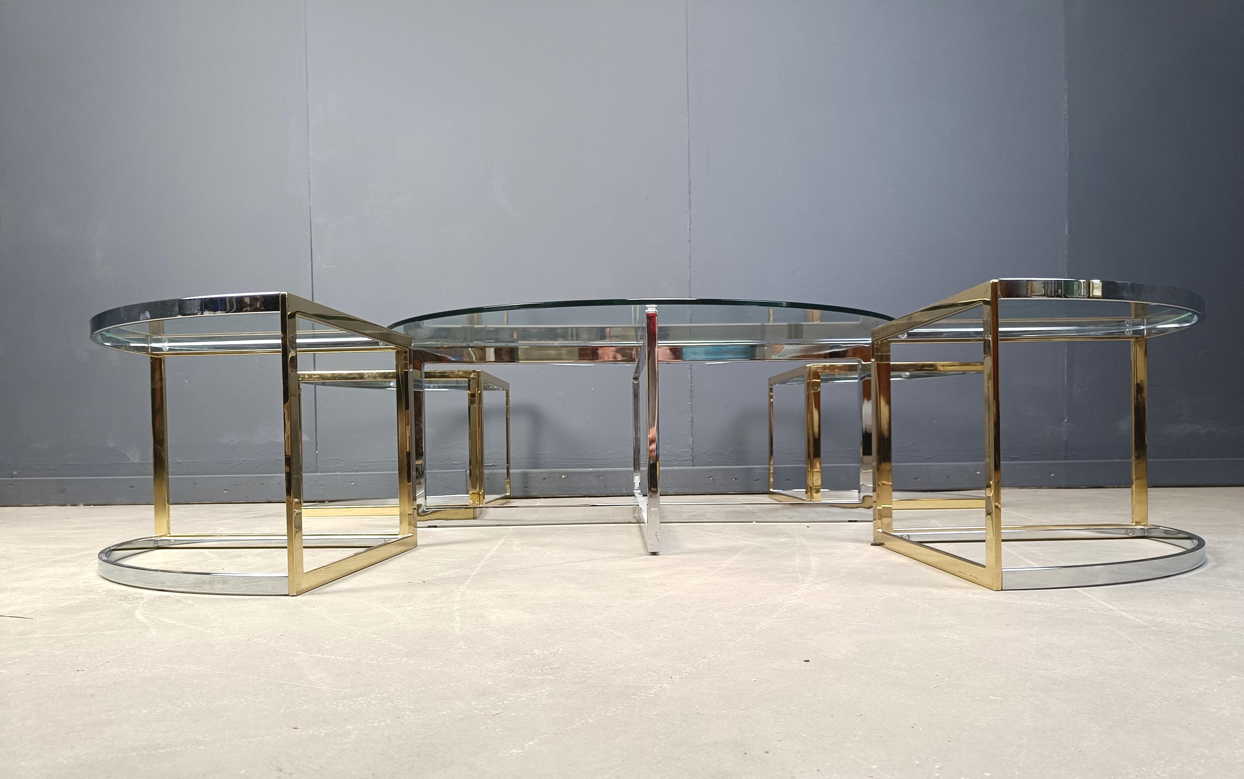 Hollywood Regency Large coffee table set by Maison Charles, 1970s For Sale
