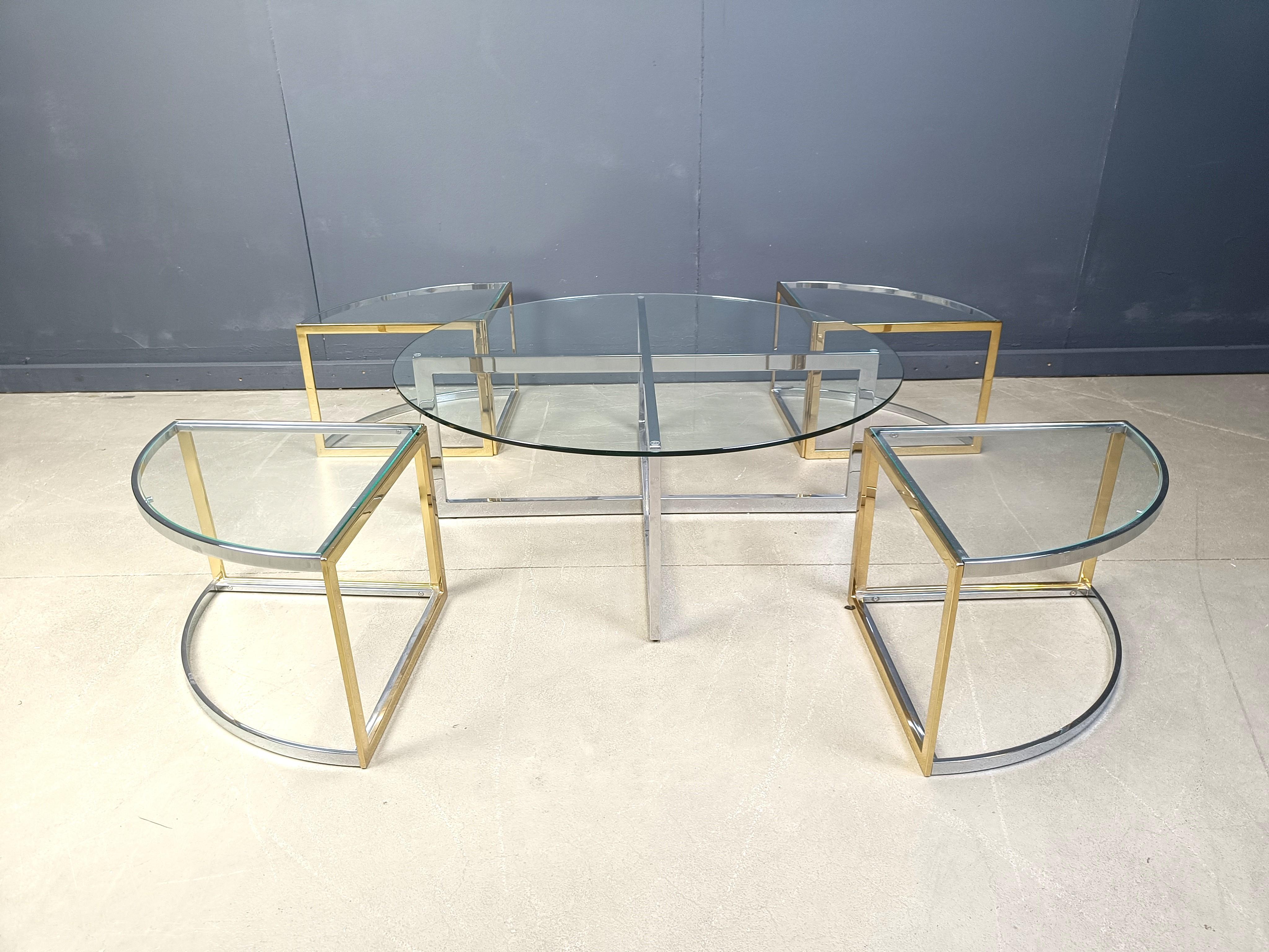 Large coffee table set by Maison Charles, 1970s In Good Condition For Sale In Leuven, Vlaams Gewest