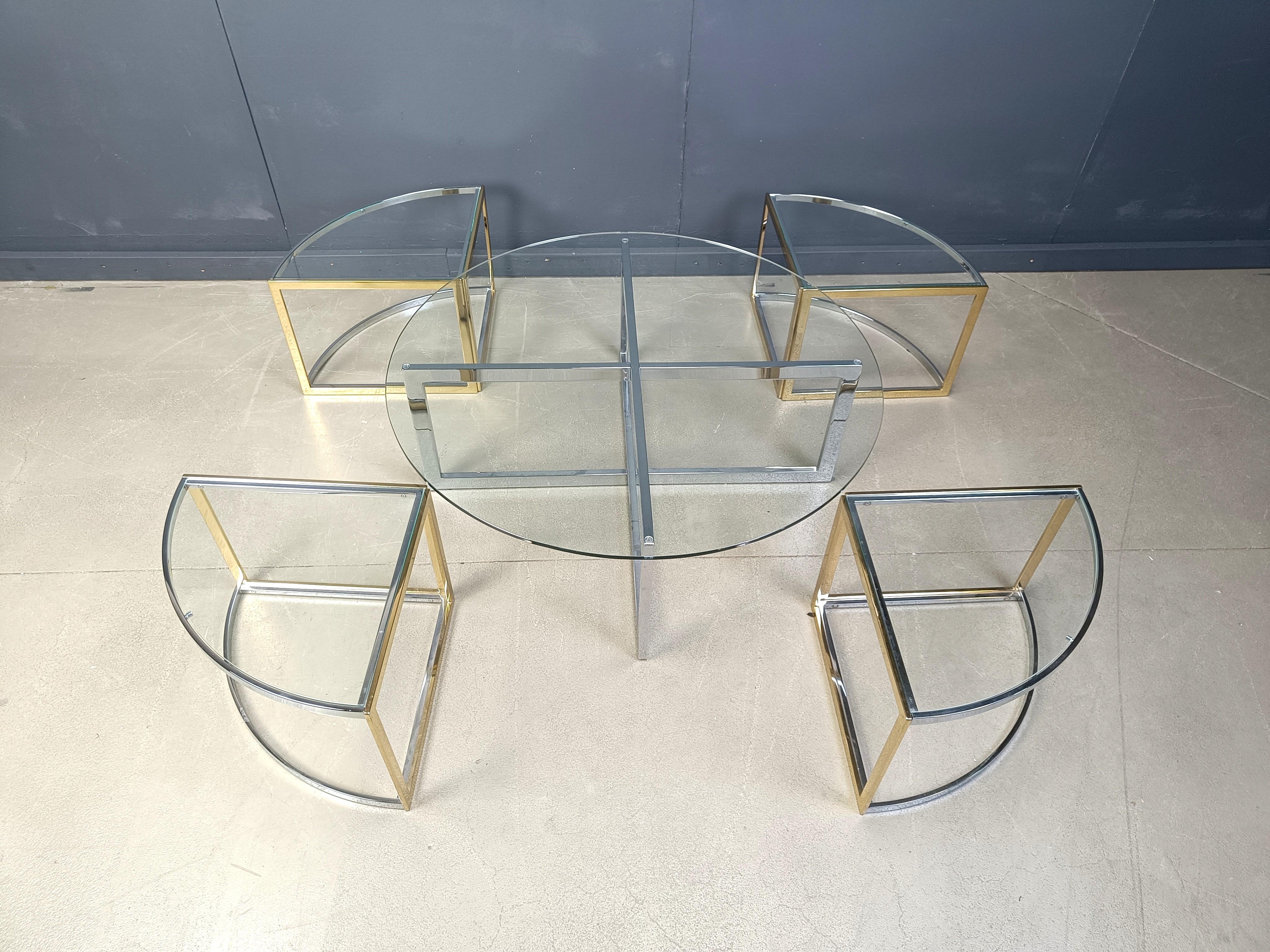 Late 20th Century Large coffee table set by Maison Charles, 1970s For Sale