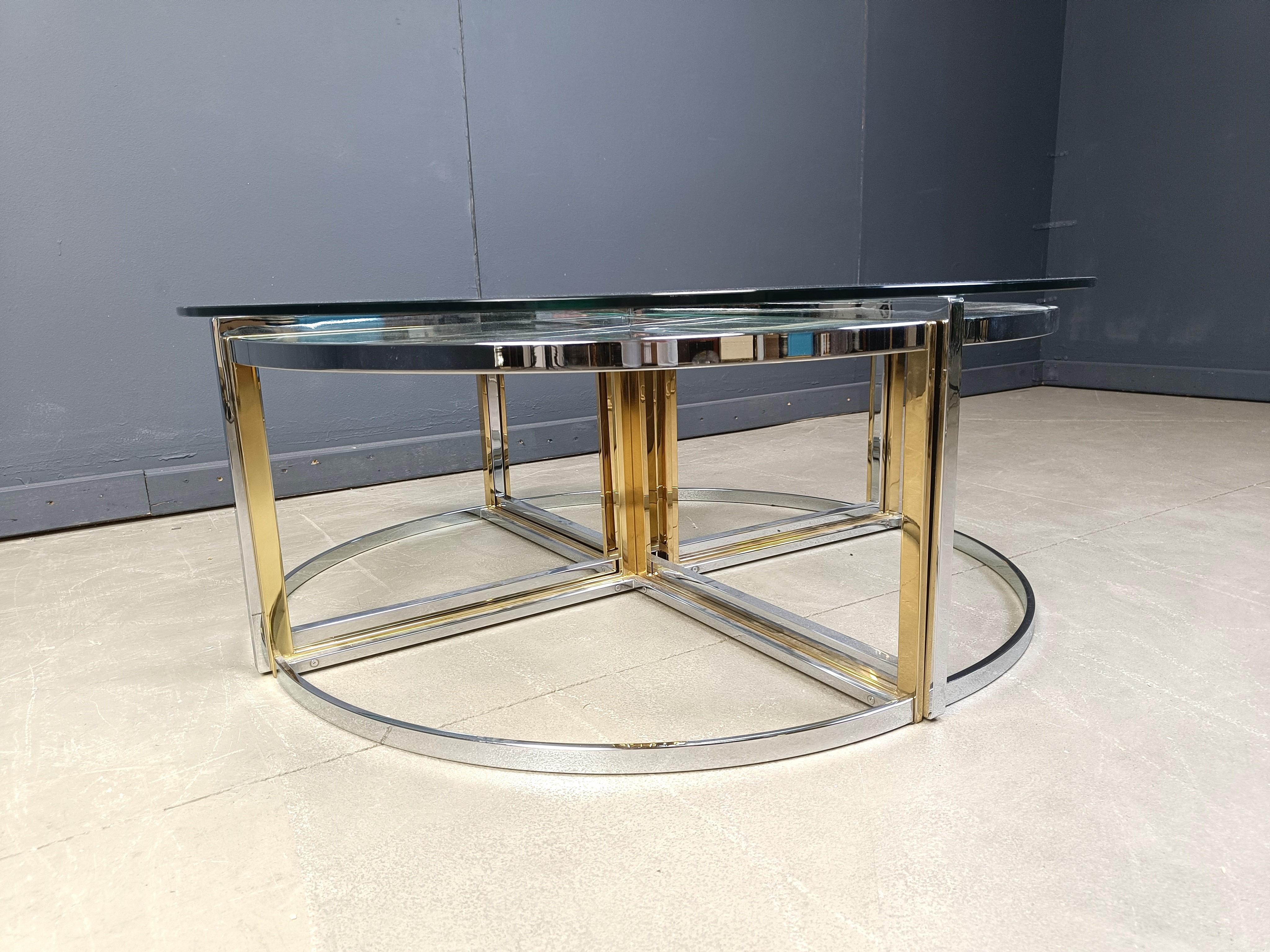 Large coffee table set by Maison Charles, 1970s For Sale 1