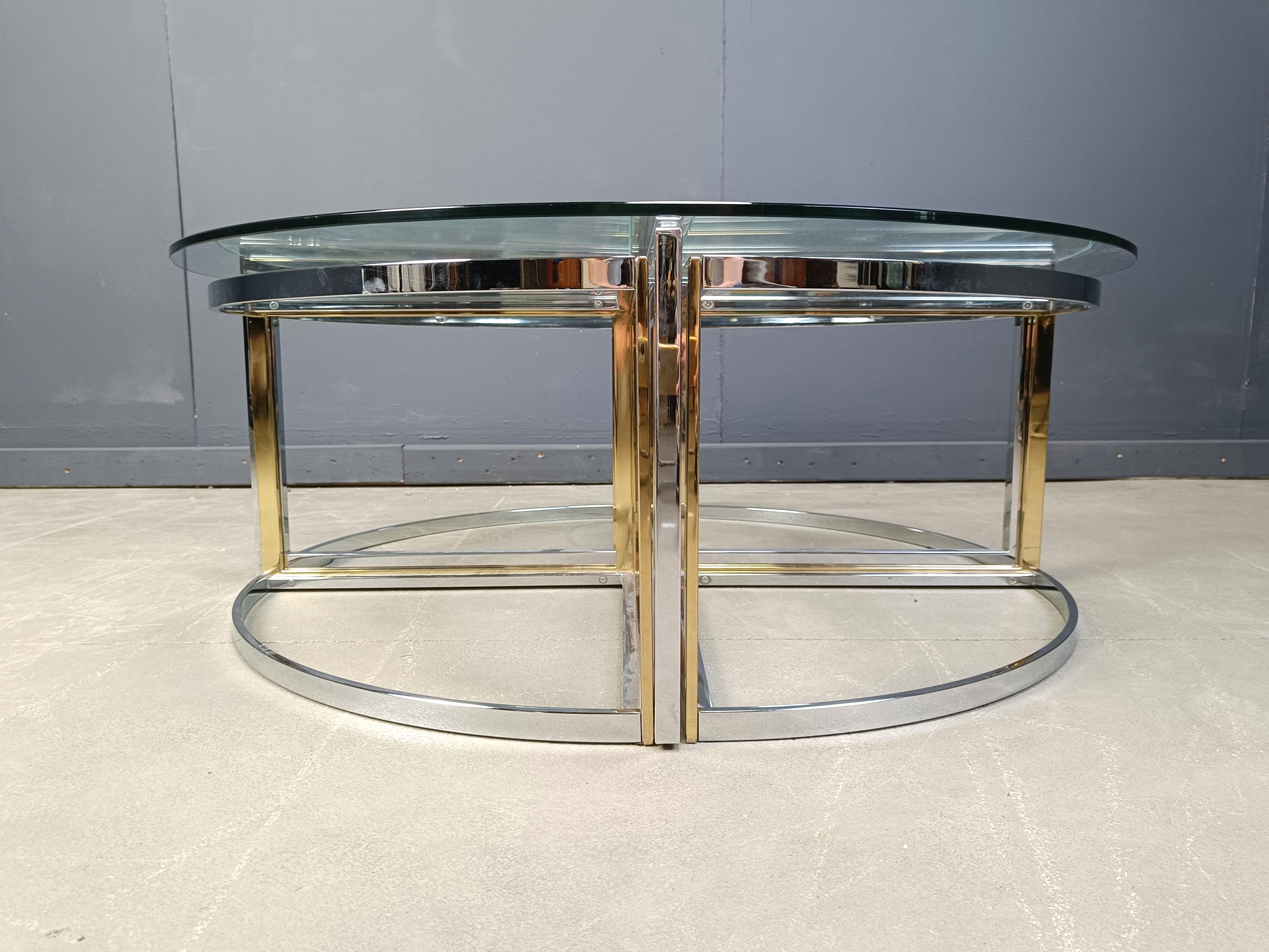 Large coffee table set by Maison Charles, 1970s For Sale 2