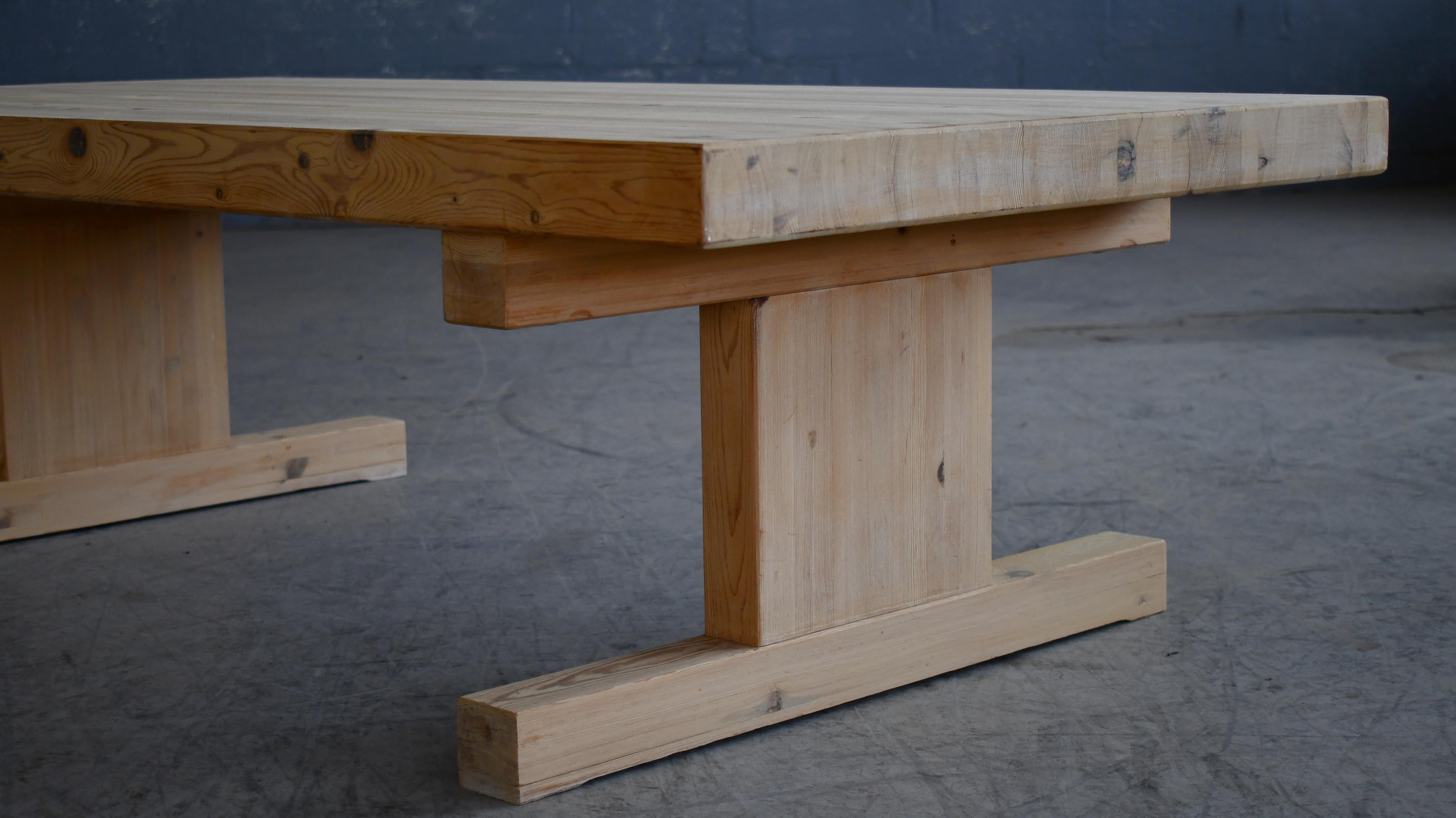 Mid-Century Modern Large Coffee Table Solid Pine In the style of Jens Lyngsoe, Denmark