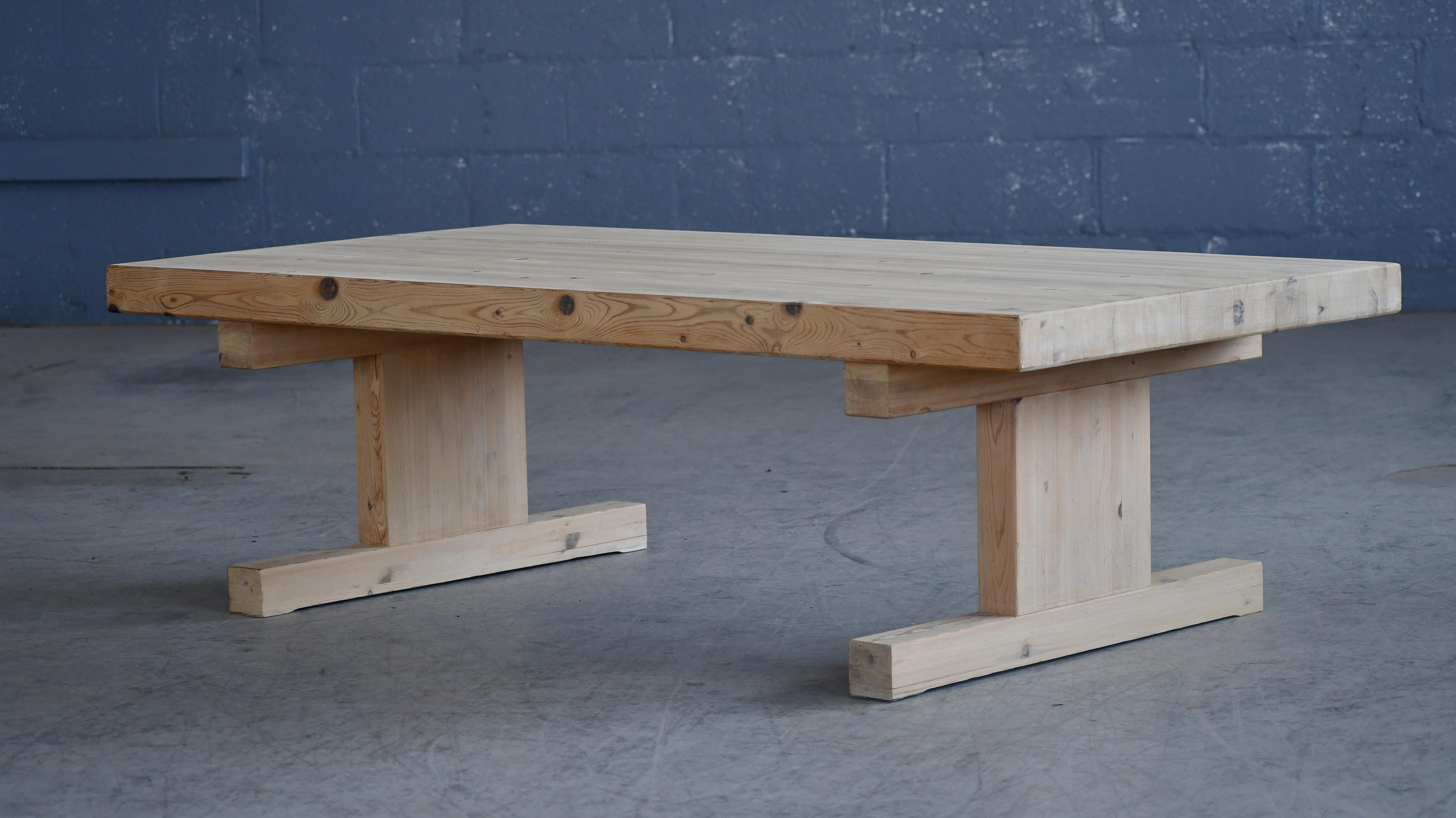Swedish Large Coffee Table Solid Pine In the style of Jens Lyngsoe, Denmark