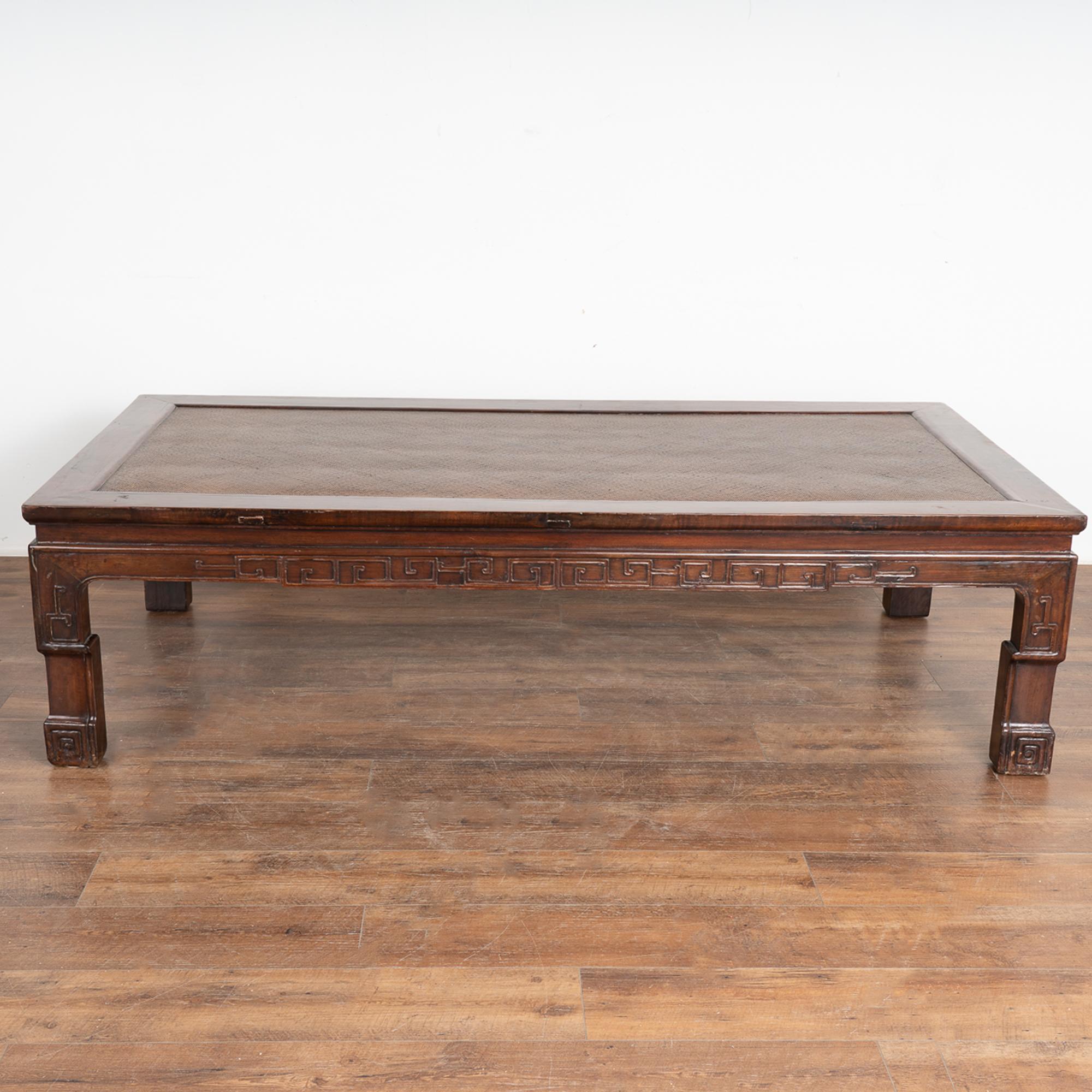 Chinese Large Coffee Table with Rattan Top, China circa 1900's For Sale