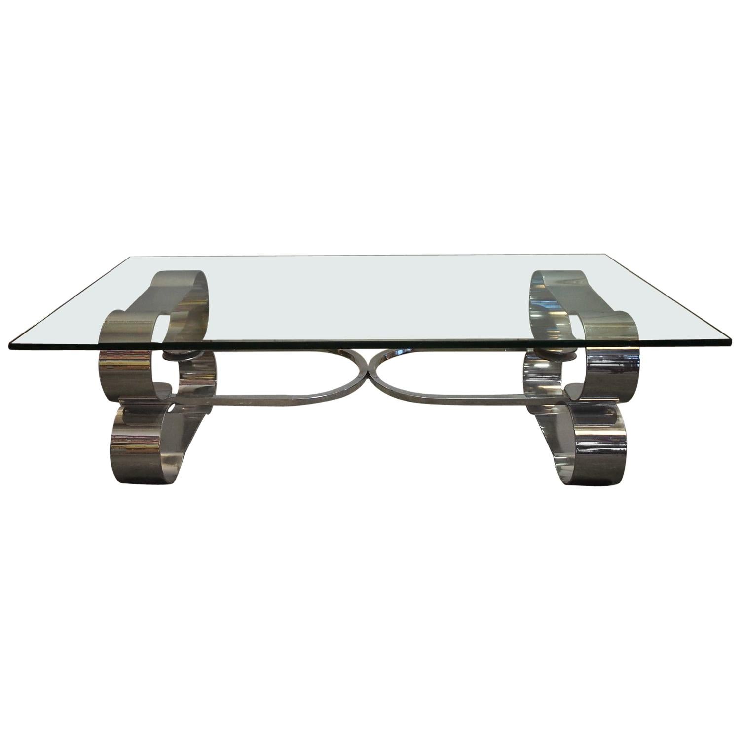 Large Coffee Table with Thick Glass Top