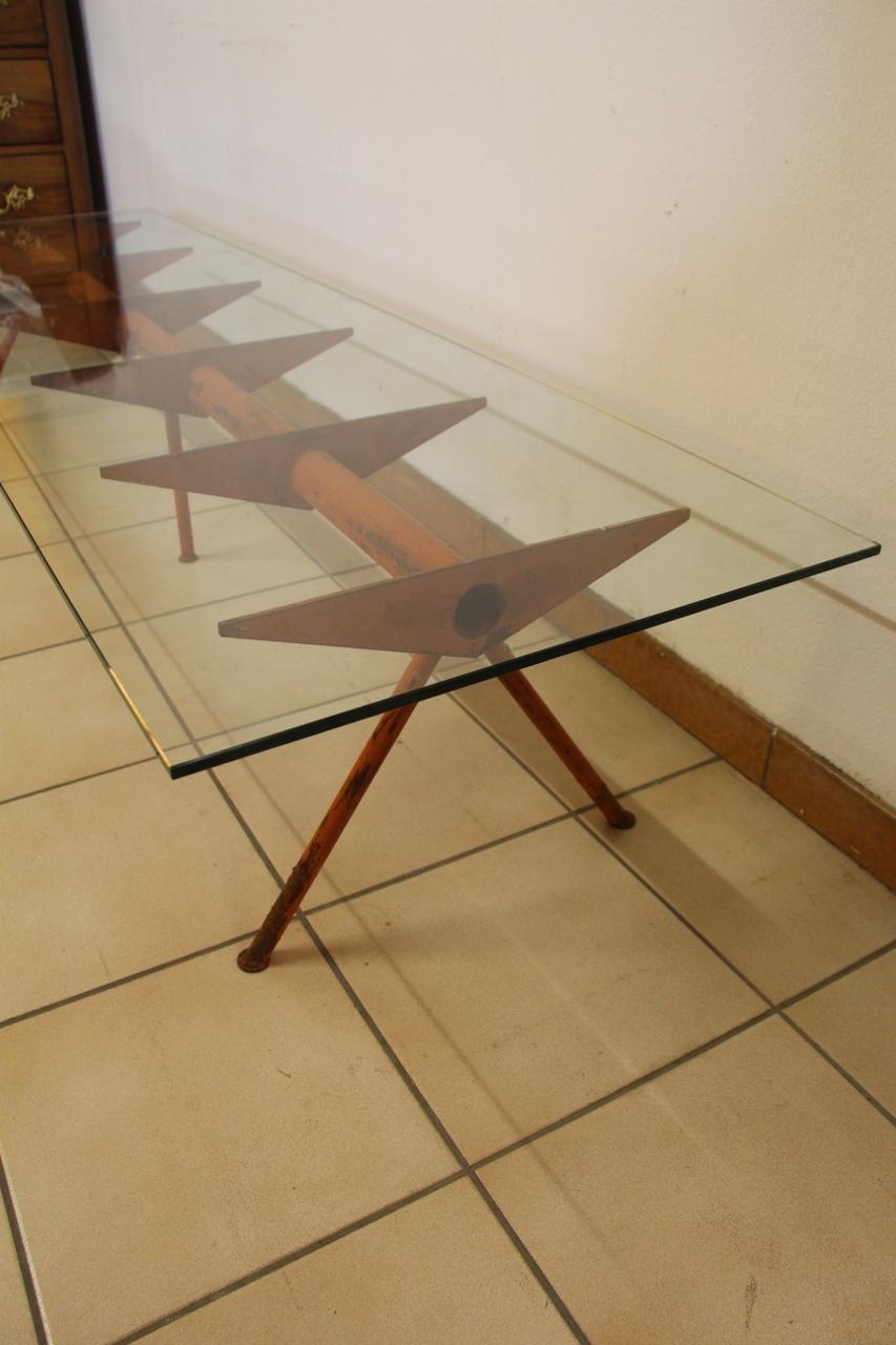 Fer Grande Table Basse Année 50 Style Jean Prouvé en vente