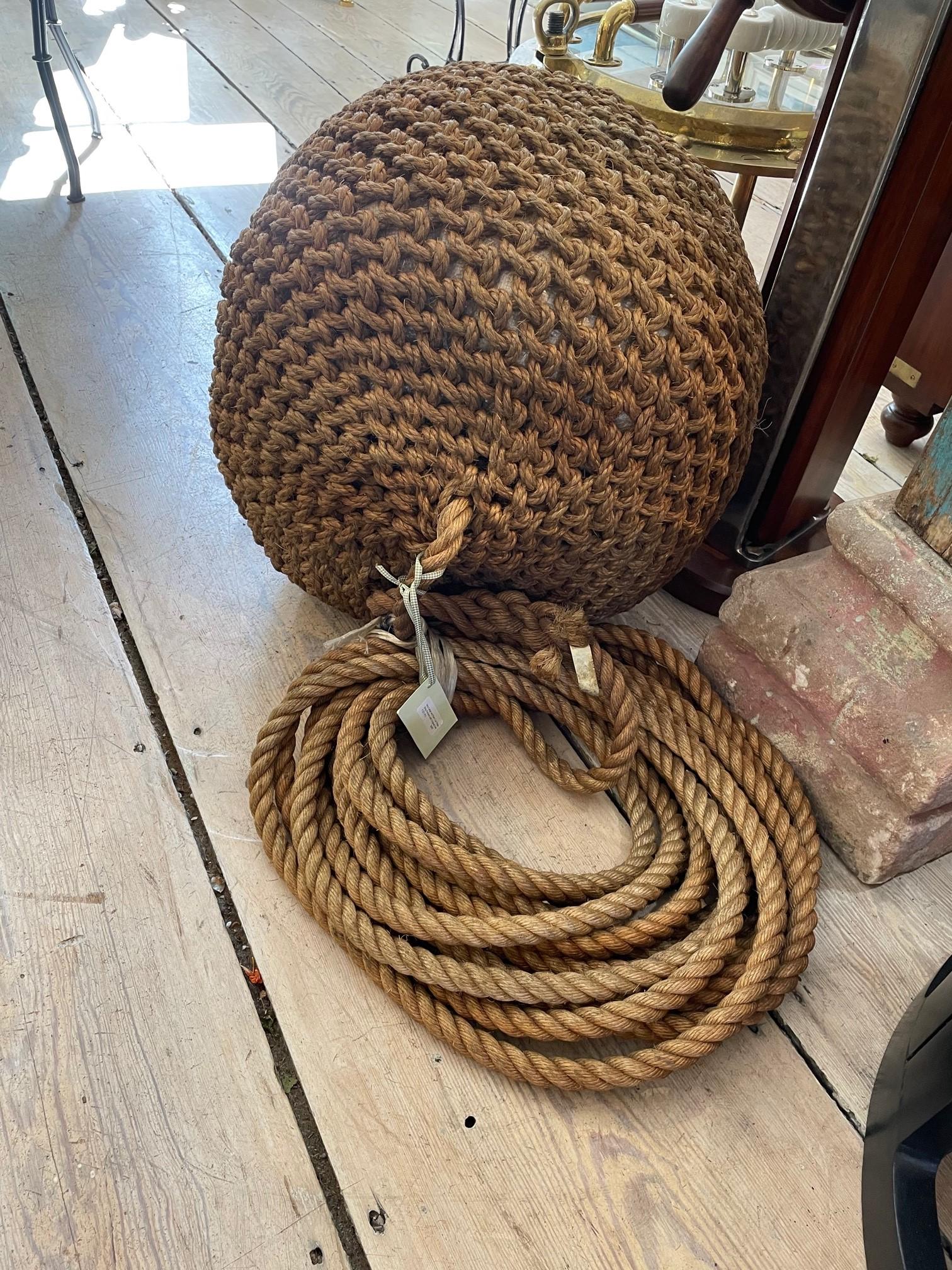 Rustic Large Coir Rope Ship Fender to Use as Stool or Foot Rest