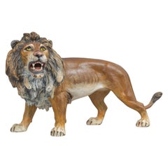 Large Cold Painted Austrian Bronze Lion, Artist Signed Jarl, ca. 1900