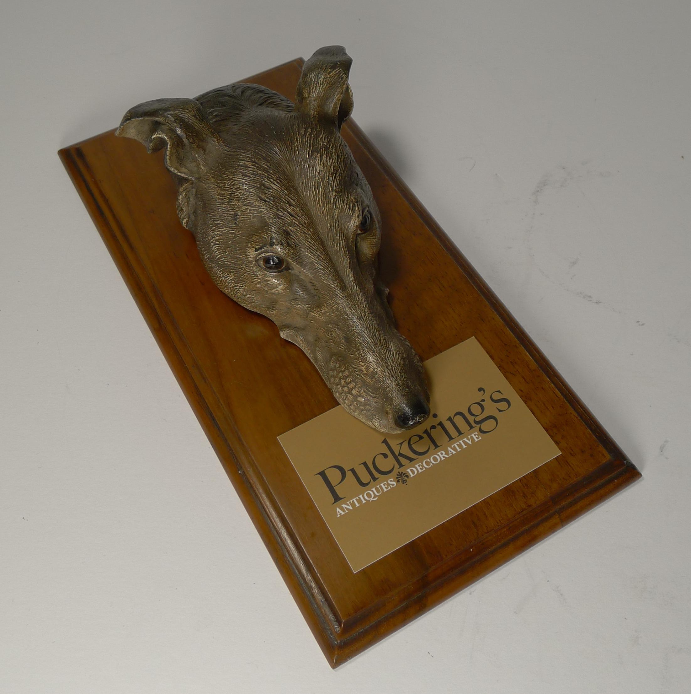 Large Cold Painted Bronze Letter / Desk Clip, Dog / Greyhound, circa 1890 3
