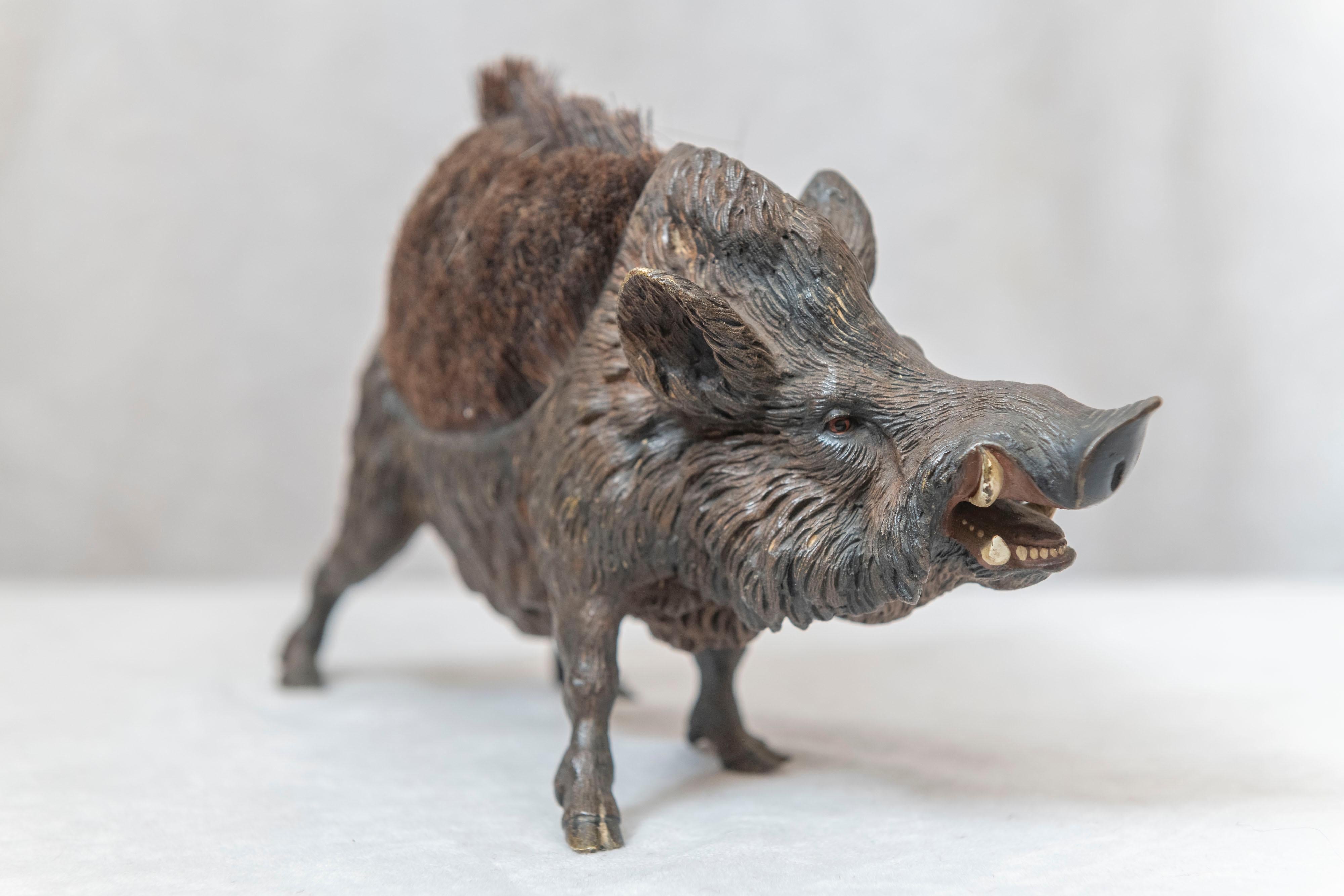 Large Cold Painted Vienna Bronze of a Boar / Pen Wipe, circa 1900 3