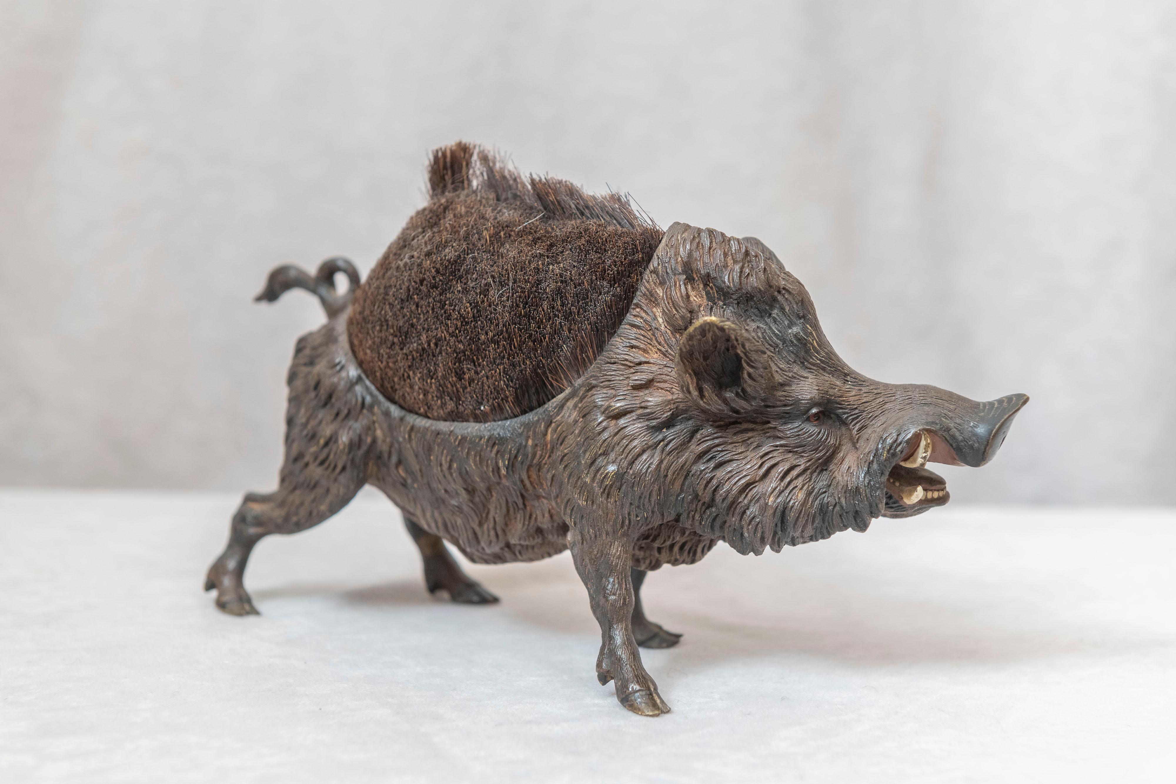 Austrian Large Cold Painted Vienna Bronze of a Boar / Pen Wipe, circa 1900