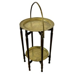 Antique Large Collapsable Brass Cake Stand , Dumb Waiter