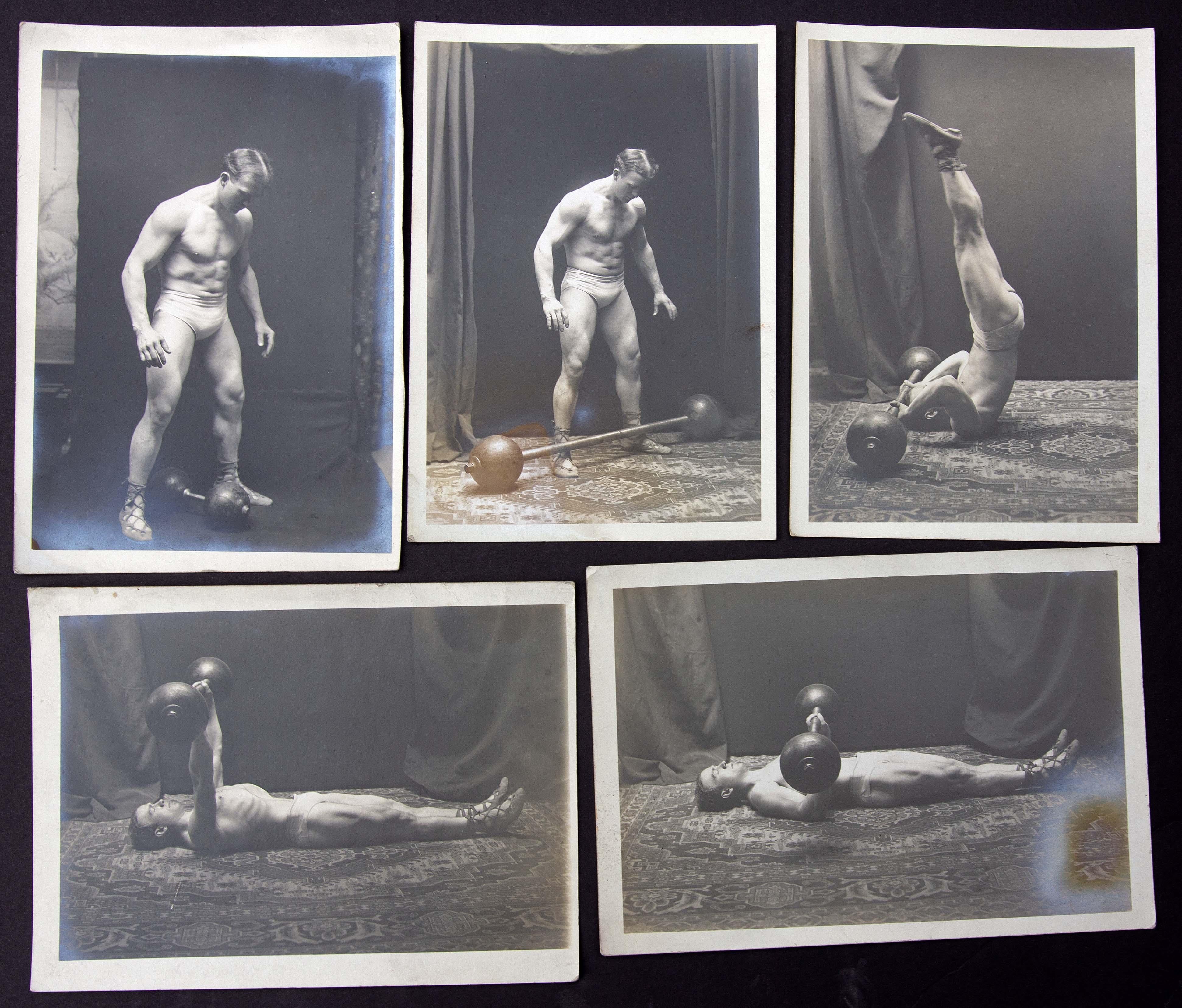 Large Collection of 27 Strongman Photographs Circa 1920 Bodybuilder 1