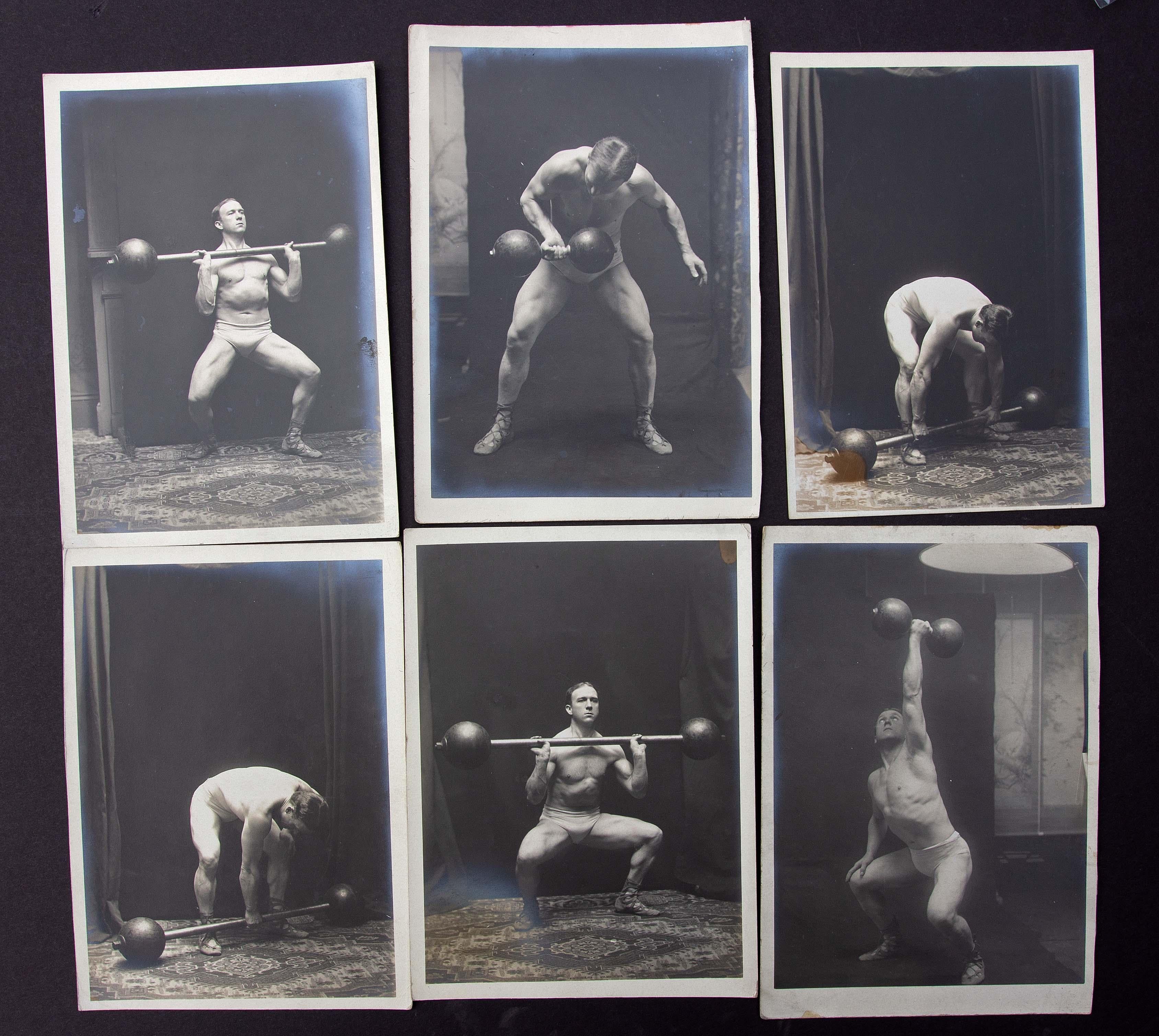 Large Collection of 27 Strongman Photographs Circa 1920 Bodybuilder For Sale 2