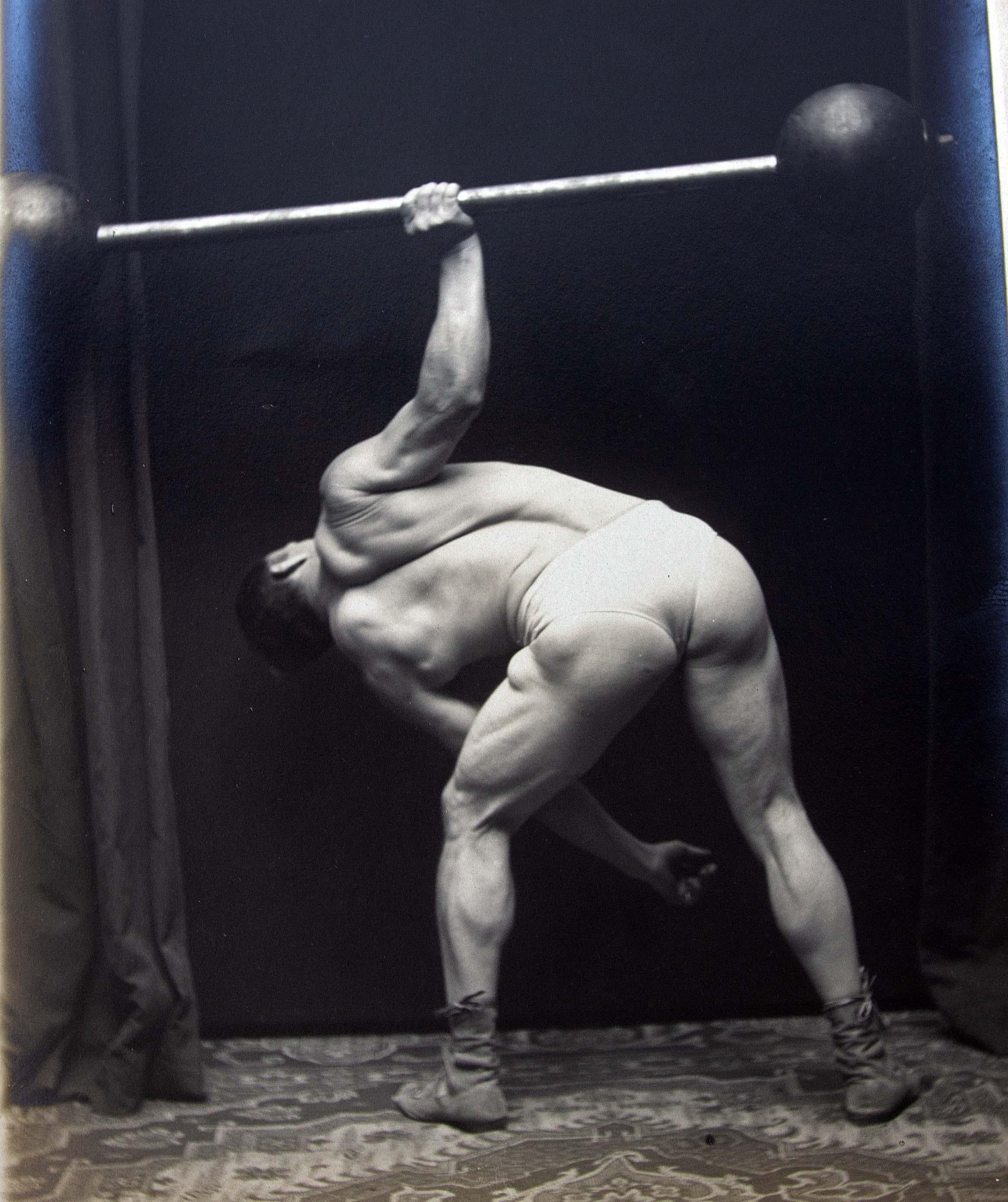 American Large Collection of 27 Strongman Photographs Circa 1920 Bodybuilder For Sale