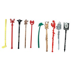 Large Collection of 75+ Vintage Figural & Advertising Cocktail Swizzle Sticks