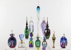 Large Collection of American & Italian Colorful Glass Perfume Bottles