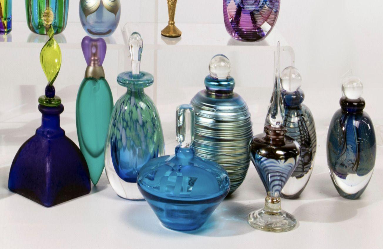 Large Collection of American & Italian Colorful Glass Perfume Bottles In Good Condition In Los Angeles, CA