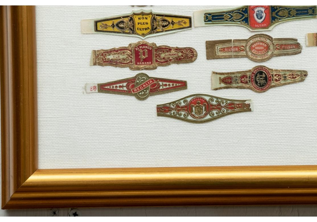 Hollywood Regency Large Collection of Framed Vintage Cigar Bands