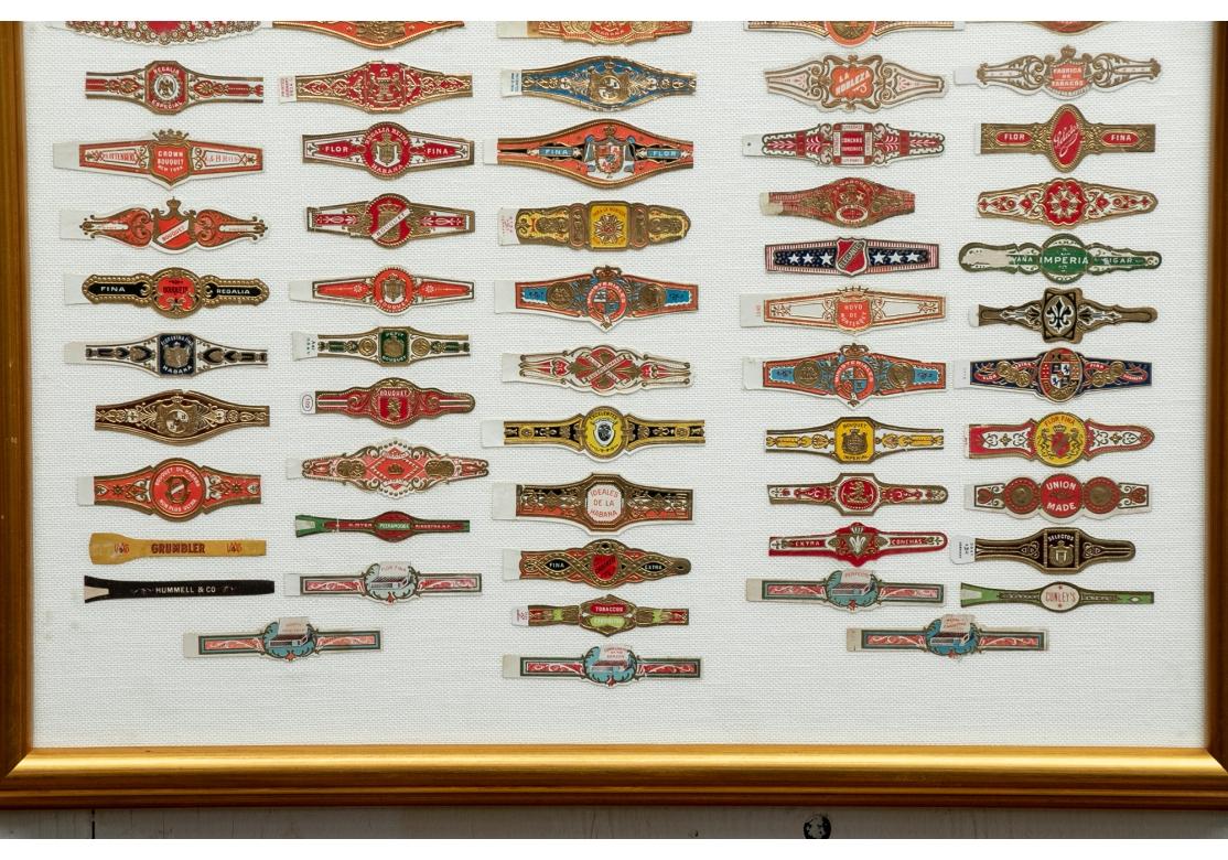 Large Collection Of Framed Vintage Cigar Bands  In Good Condition For Sale In Bridgeport, CT