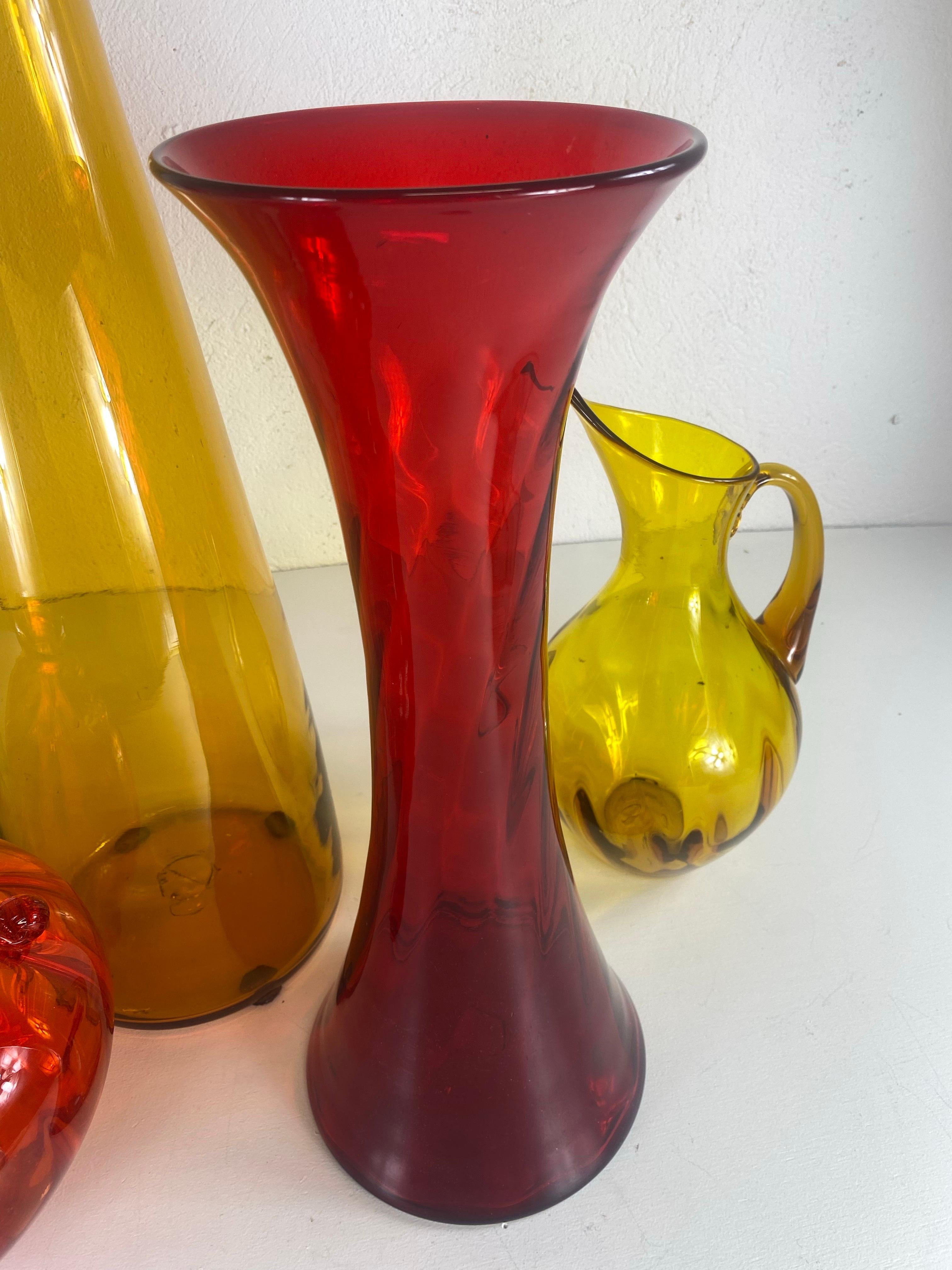 Mid-Century Modern Large collection of mid-century Blenko and Empoli Rossi jars