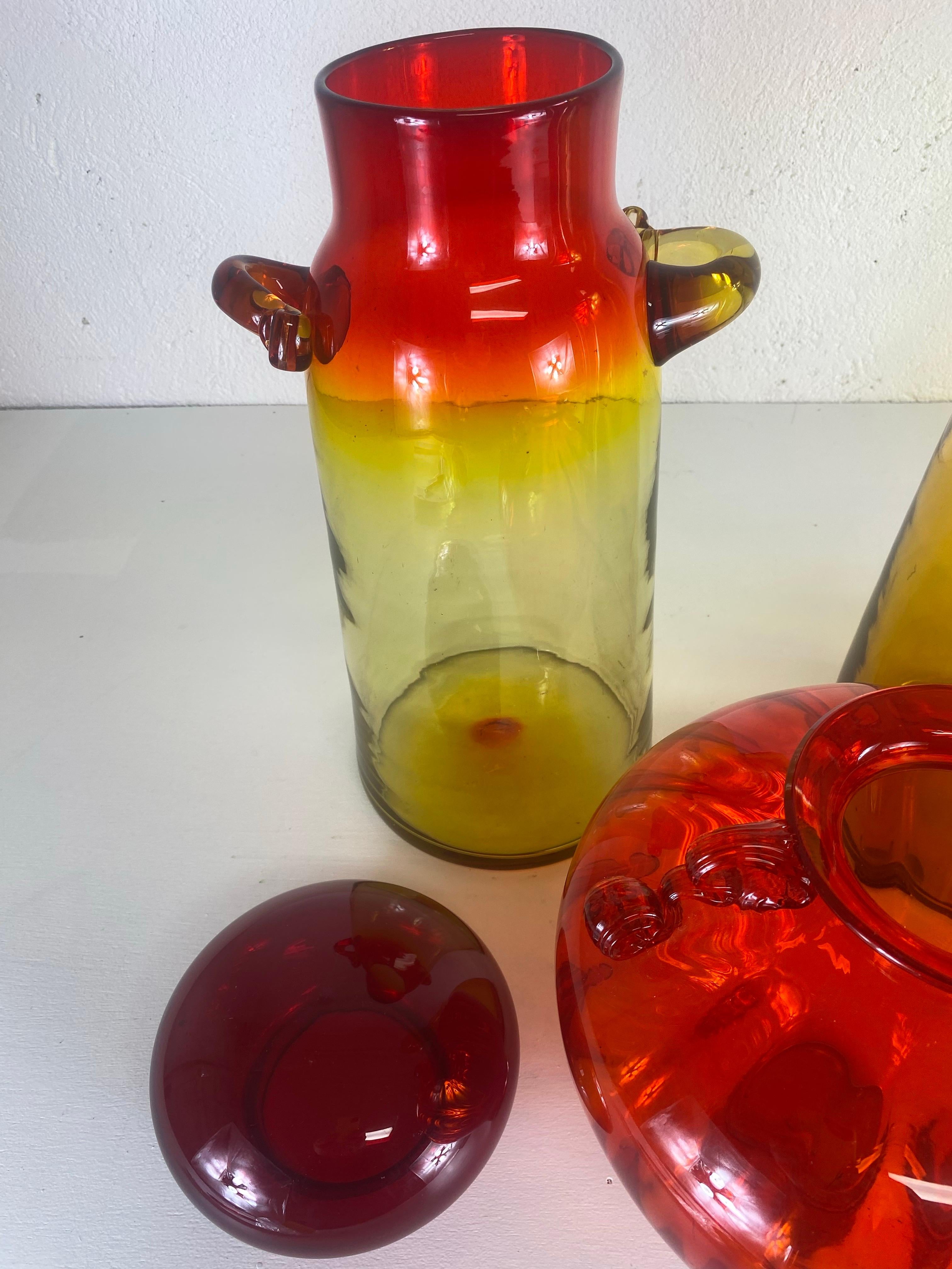 Mid-20th Century Large collection of mid-century Blenko and Empoli Rossi jars