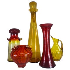 Vintage Large collection of mid-century Blenko and Empoli Rossi jars
