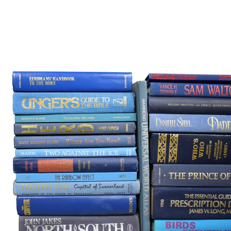 A lovely collection of 77 vintage and antique blue books in varying hues of blue. From French blue to dark and baby blue. Owning a piece of history is like inheriting someone's love for something. The stories these books could tell! These books sat