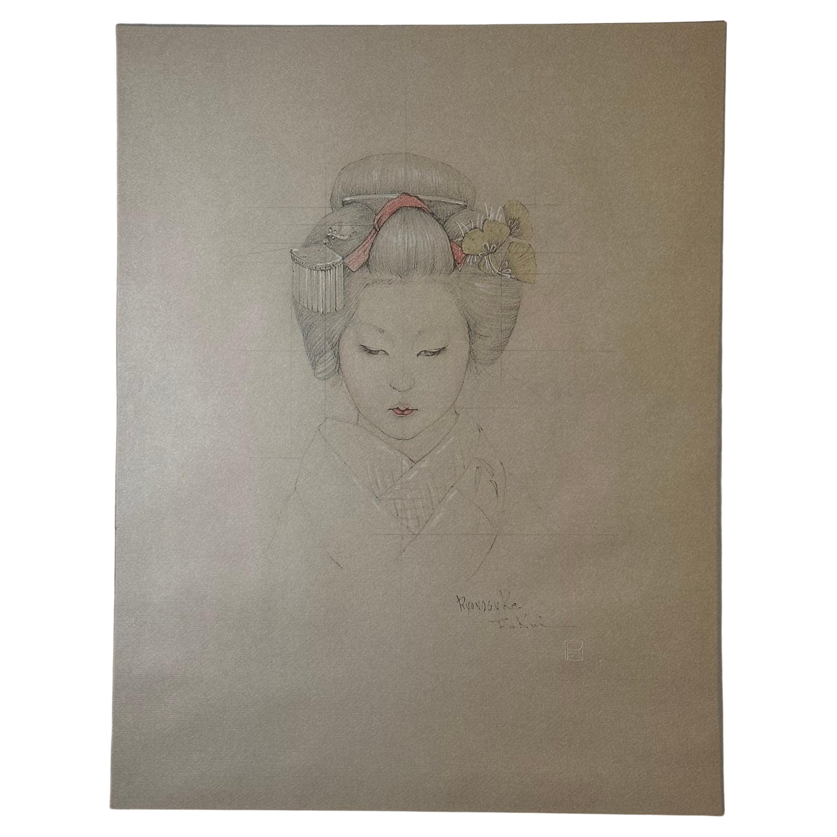 Large Collotype Print by Ryunosuke Fukui 'from "Maiko" Series' 4