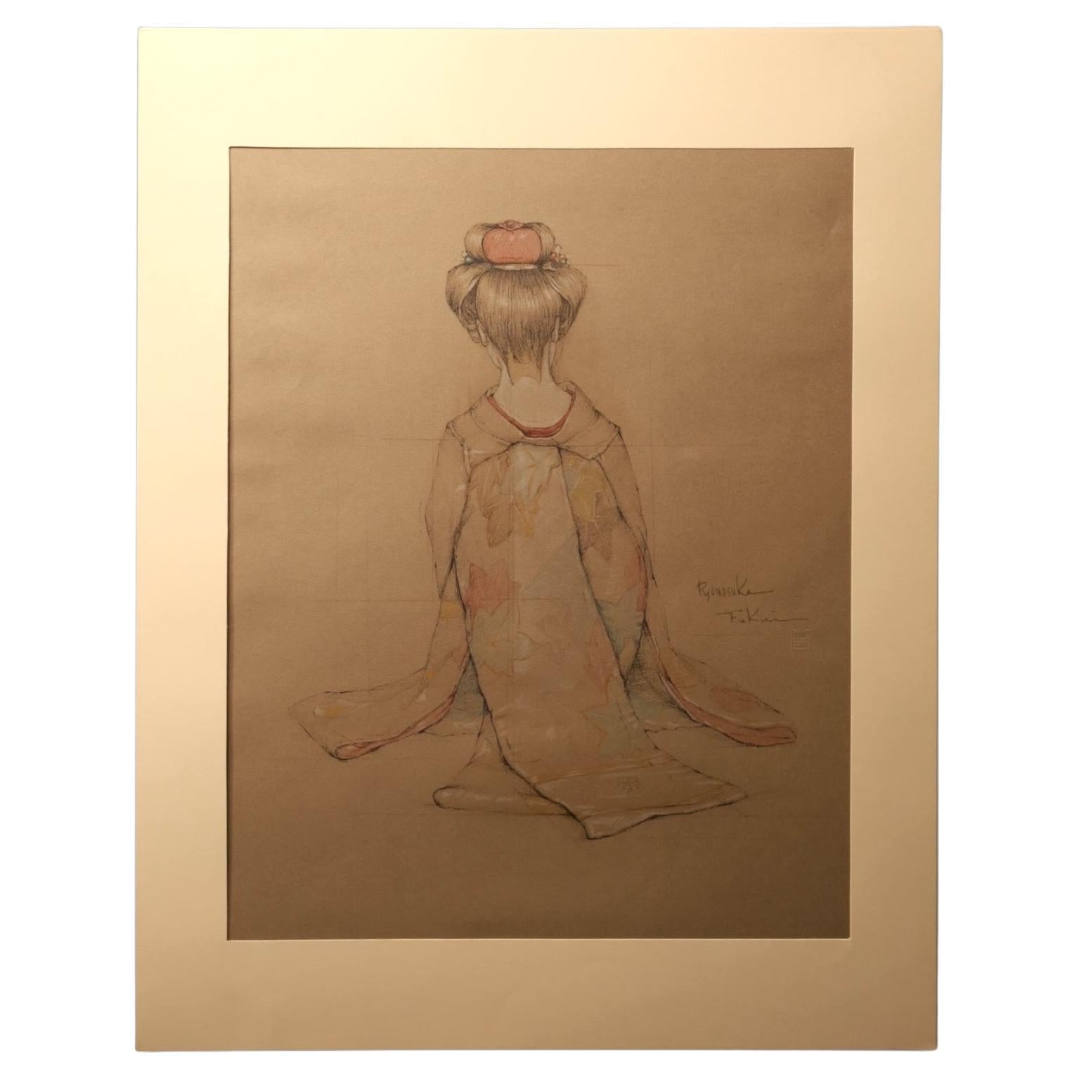Large Collotype Print by Ryunosuke Fukui
from "Maiko" Series
- print no 2
