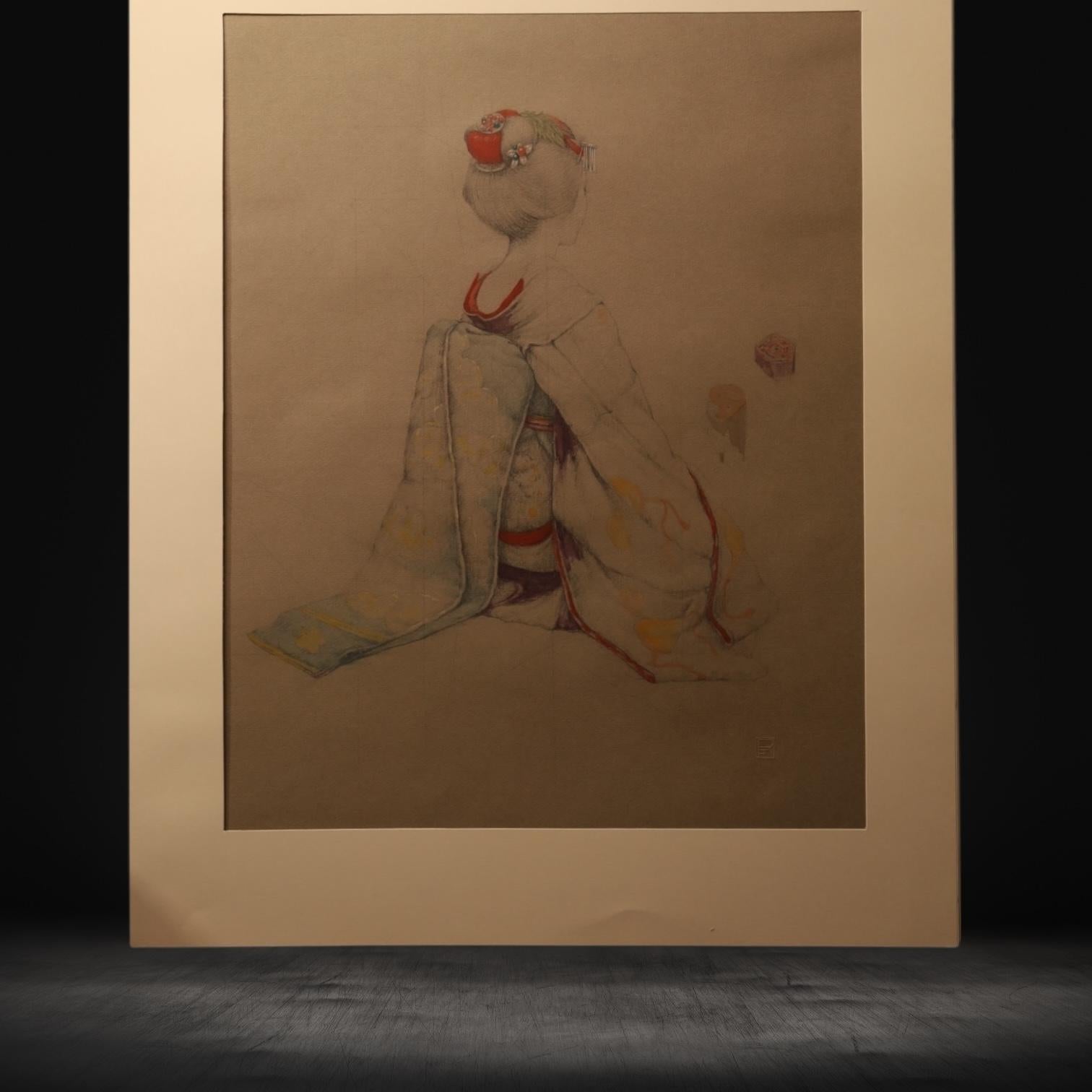 Large Collotype Print by Ryunosuke Fukui 'from 