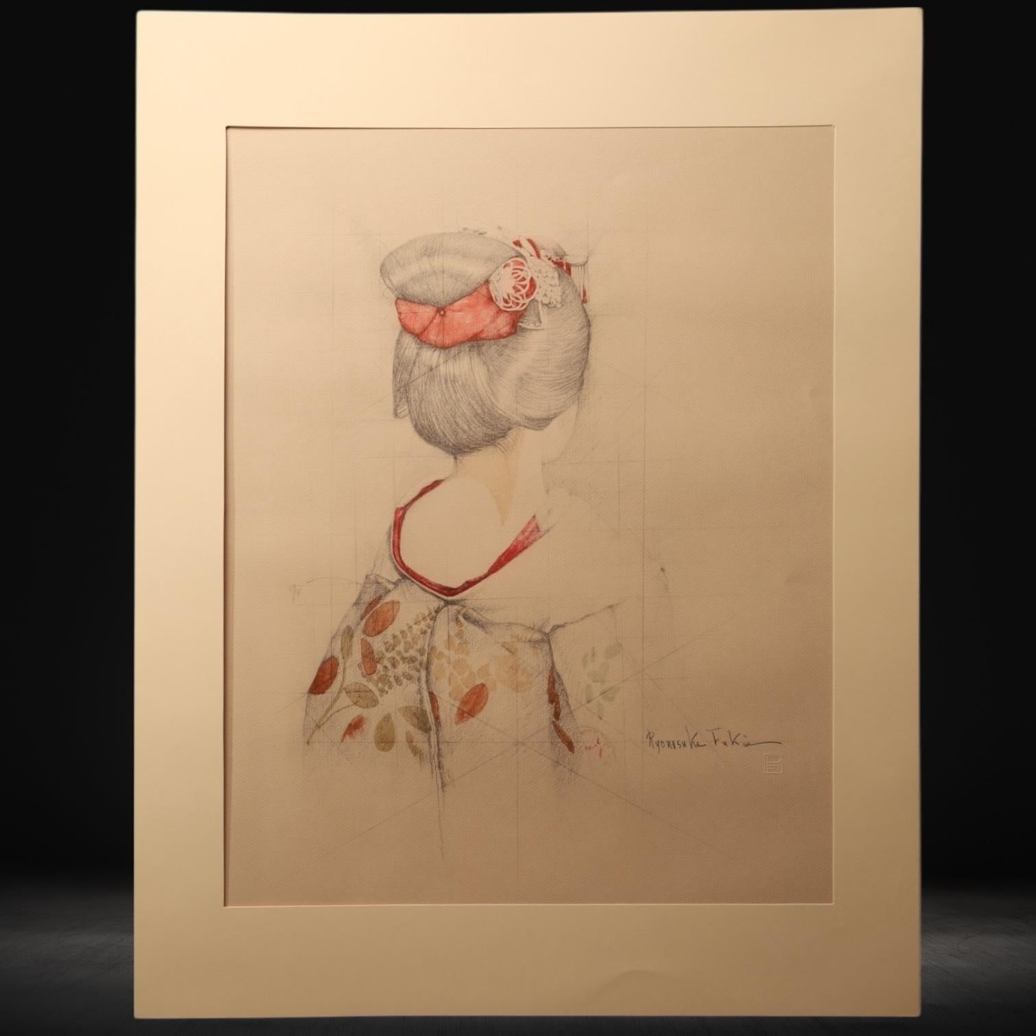 Large Collotype Print by Ryunosuke Fukui 'from 