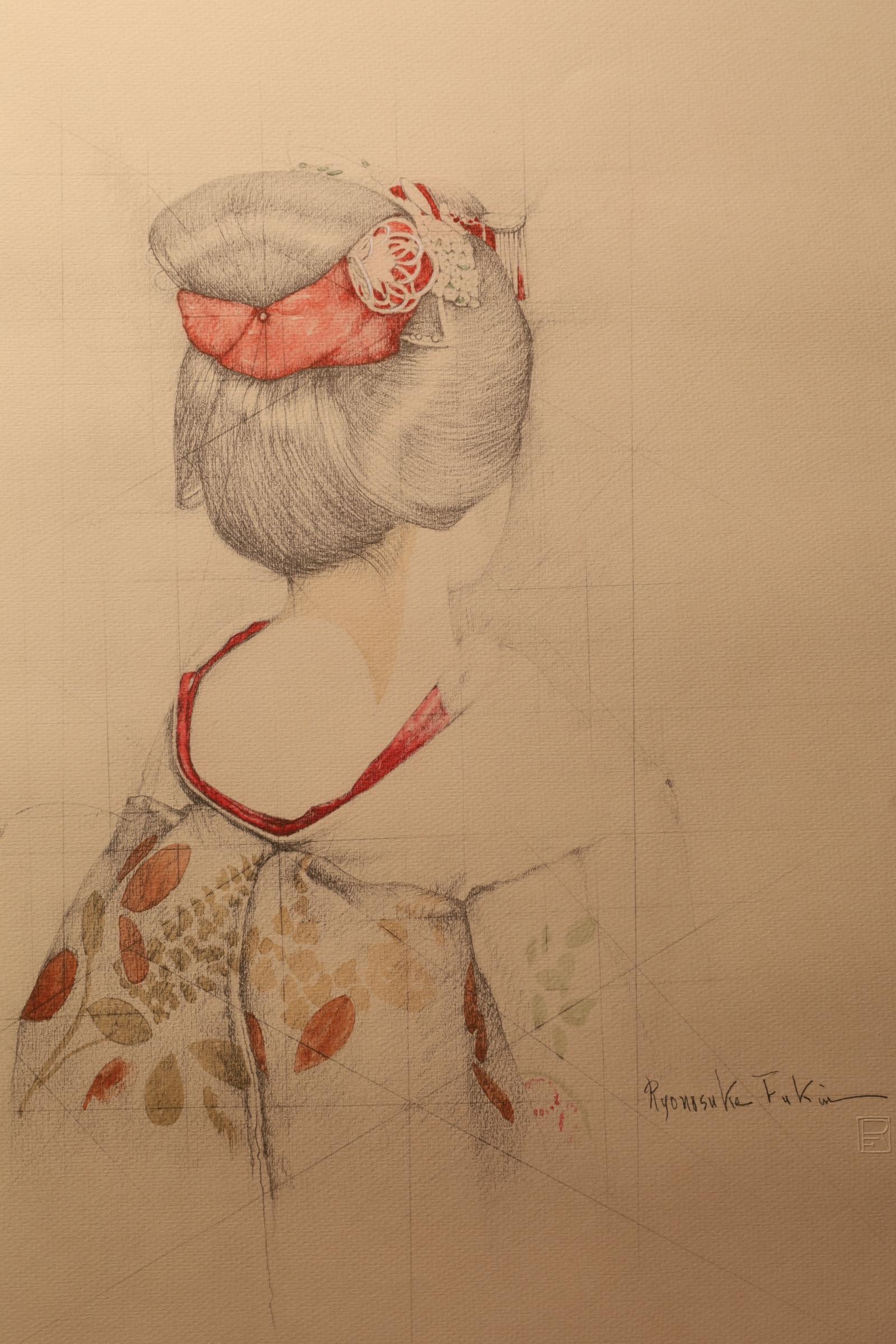 Showa Large Collotype Print by Ryunosuke Fukui 'from 