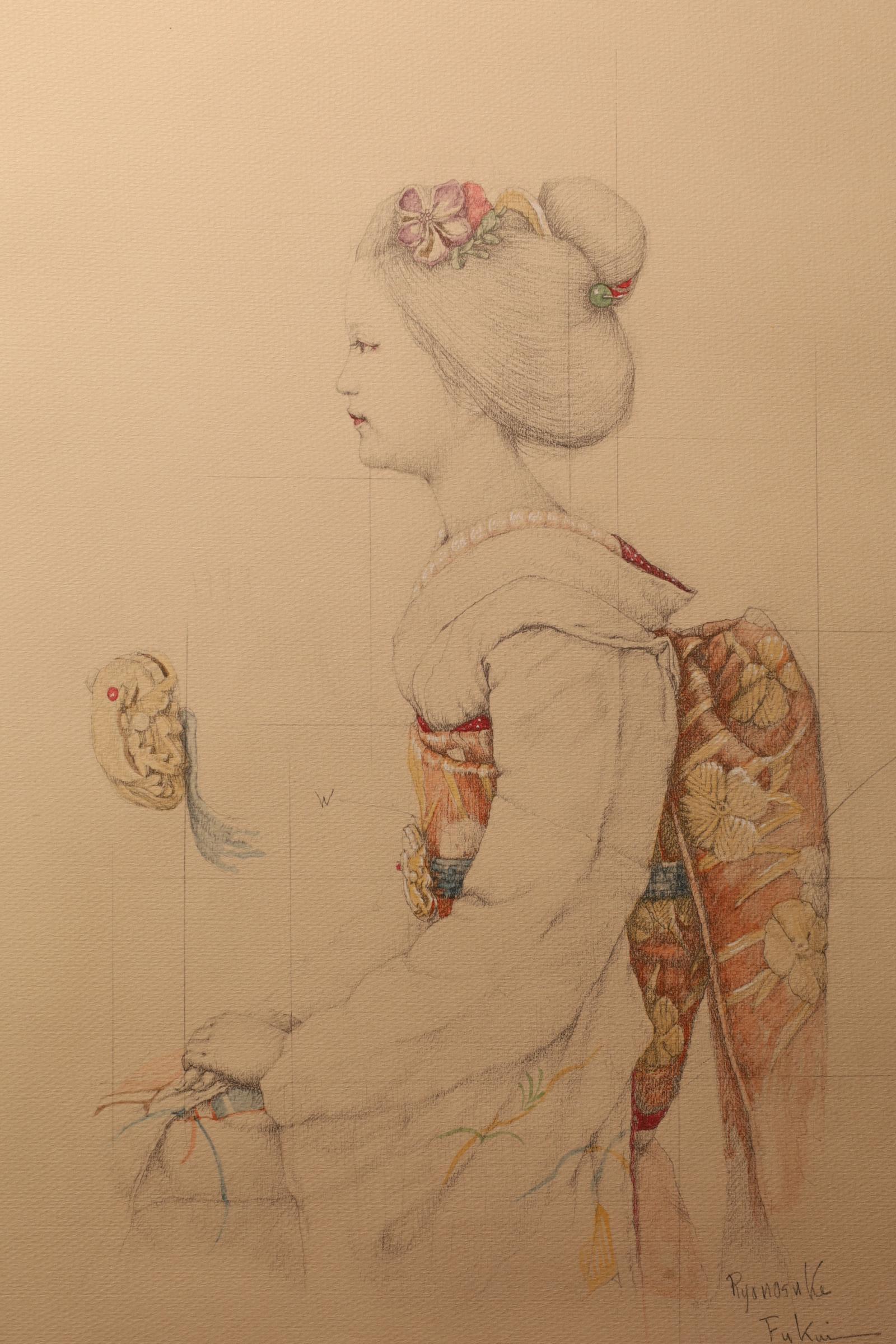 Showa Large Collotype Print by Ryunosuke Fukui 'from 