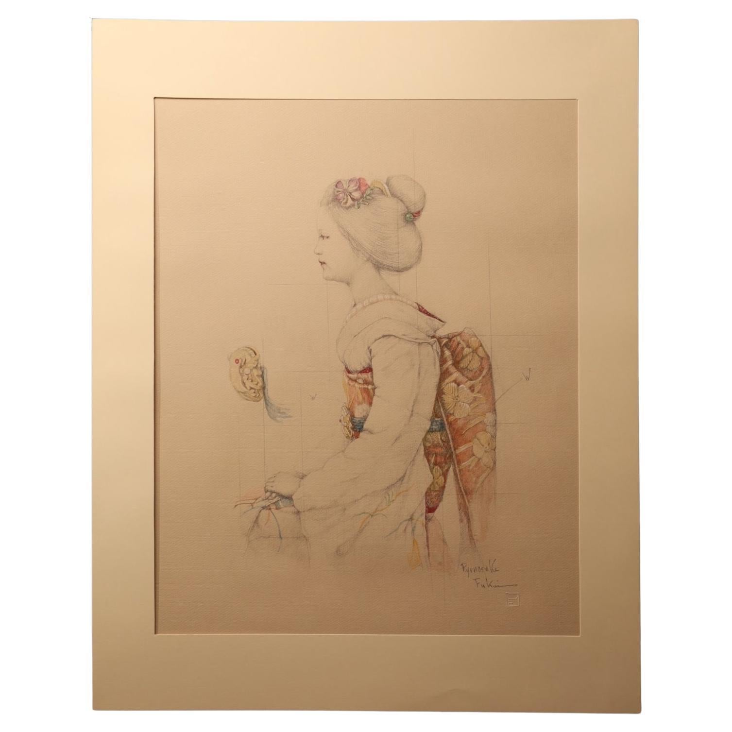 Large Collotype Print by Ryunosuke Fukui 
from "Maiko" Series
 - print no 8