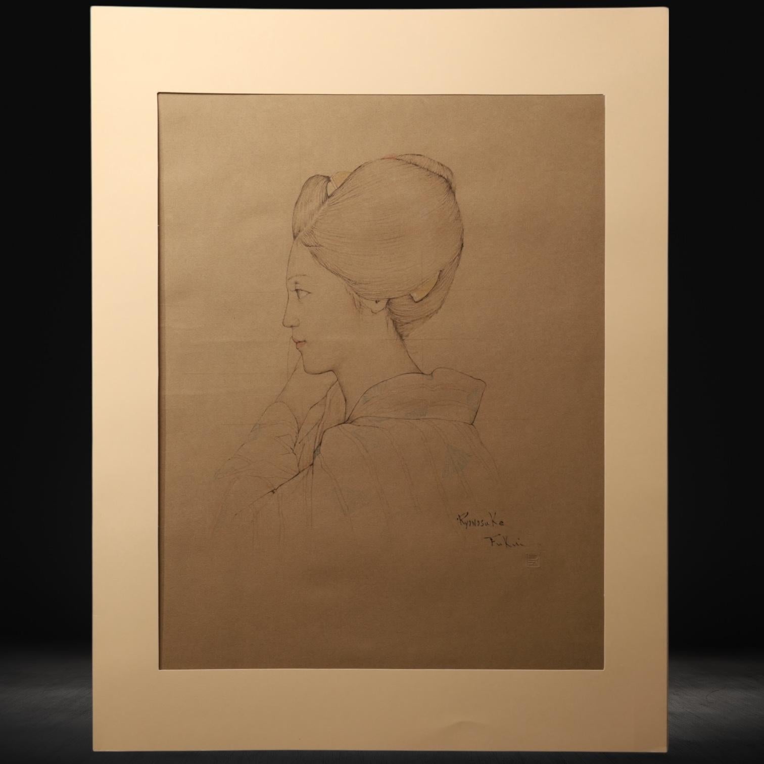 Large Collotype Print by Ryunosuke Fukui 'from 