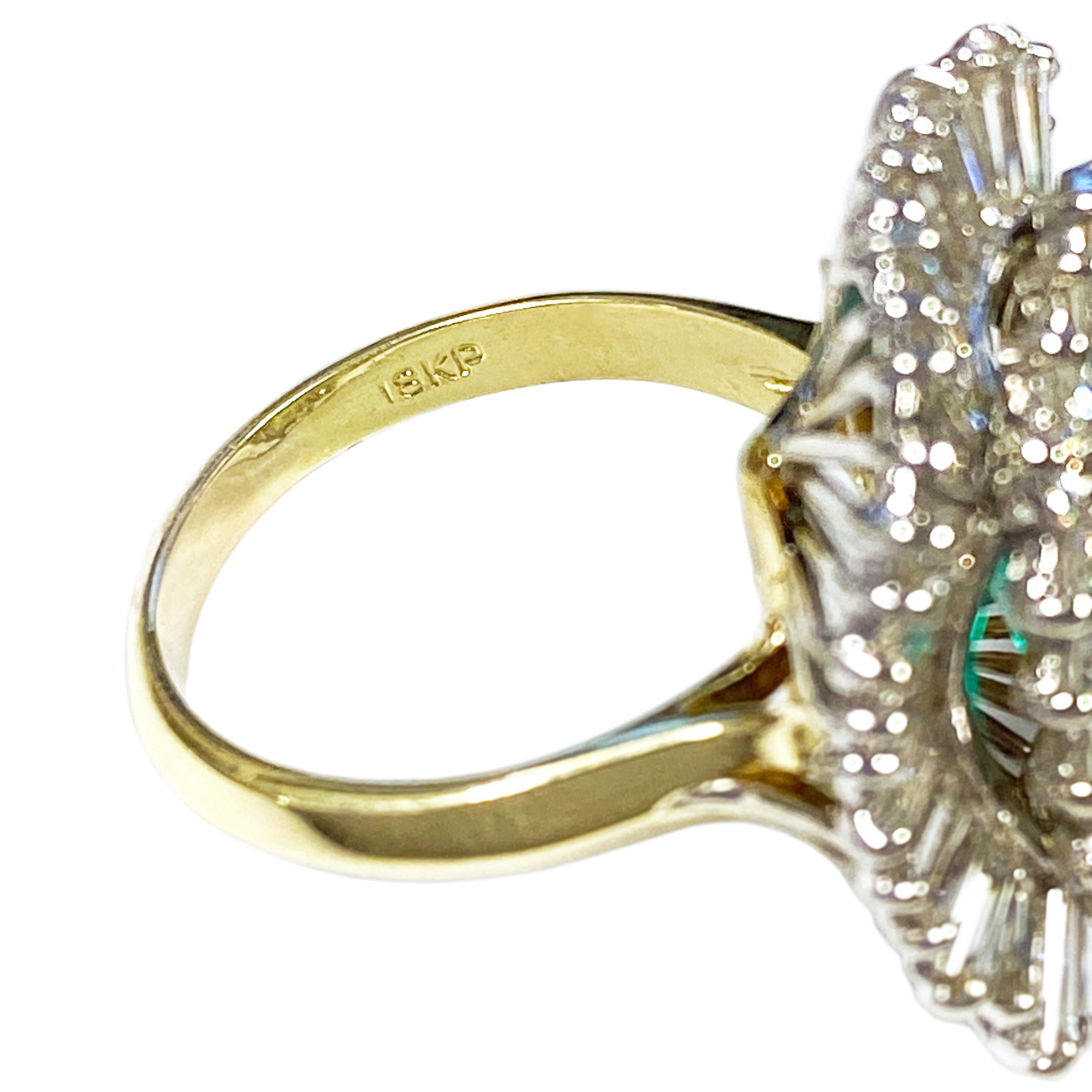 Women's Large Colombian 6.76 Carat Emerald and Diamond Cocktail Ring