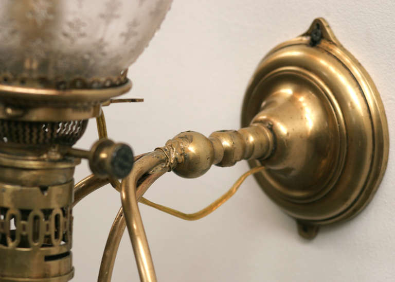 Metal Large Colonial Style Hurricane Wall Lamp, Pair