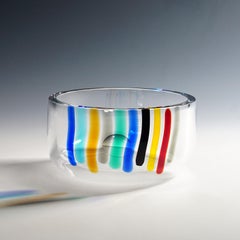 Grand bol en verre d'art "Color Waterfall" par Ferro & Lazzarini, Murano, années 1980
