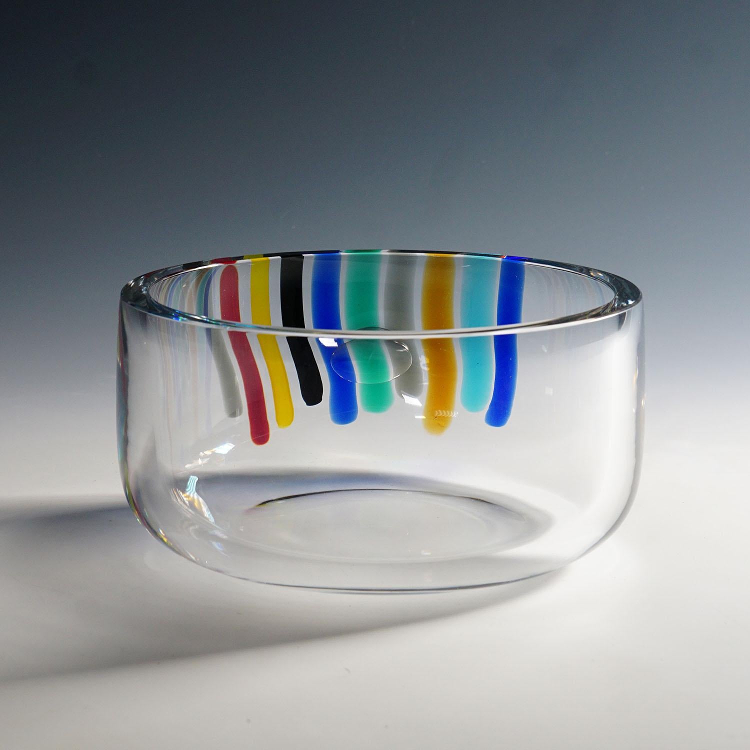 Große Schale „Color Waterfall“ aus Kunstglas von Ferro & Lazzarini, Murano, 1980er Jahre (Handgefertigt) im Angebot