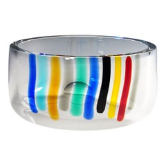 Large "Color Waterfall" Art Glass Bowl by Ferro & Lazzarini, Murano, 1980s