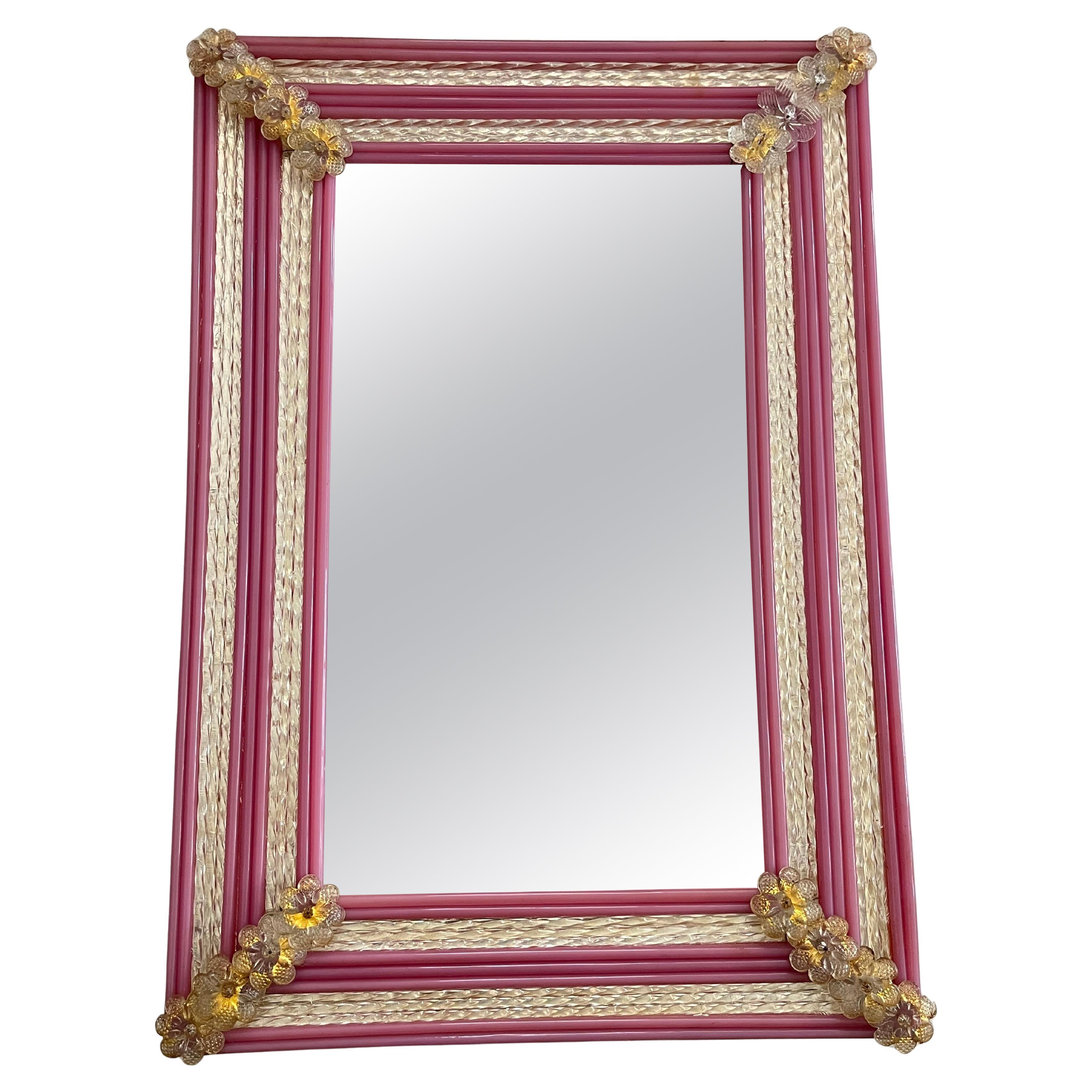 Large Colored Murano glass Wall Mirror attributed to "Fratelli Toso", 1950s
