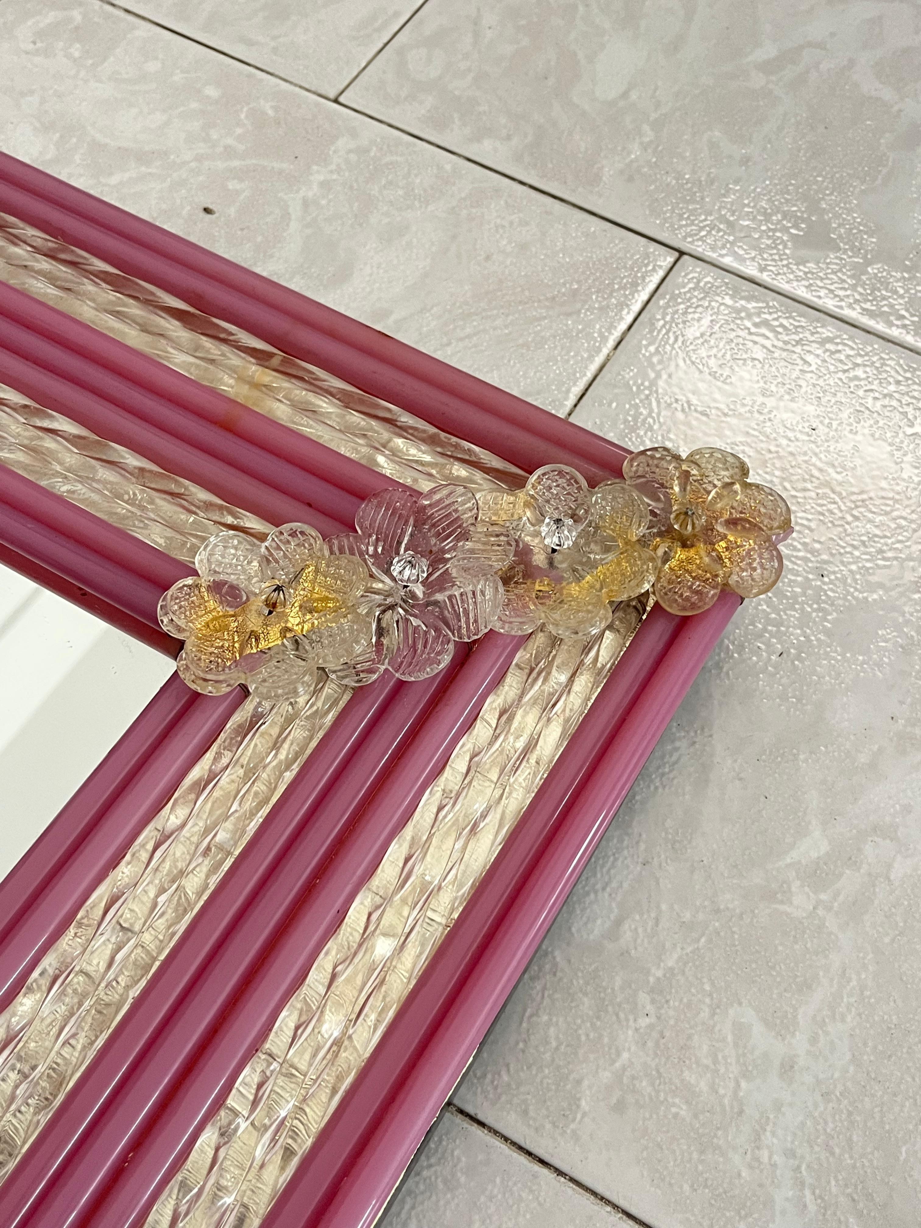 Italian Large Colored Murano Glass Wall Mirror attributed to the 