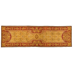 Alfombra de pasillo neoclásica europea antigua del siglo XIX, grande y colorida