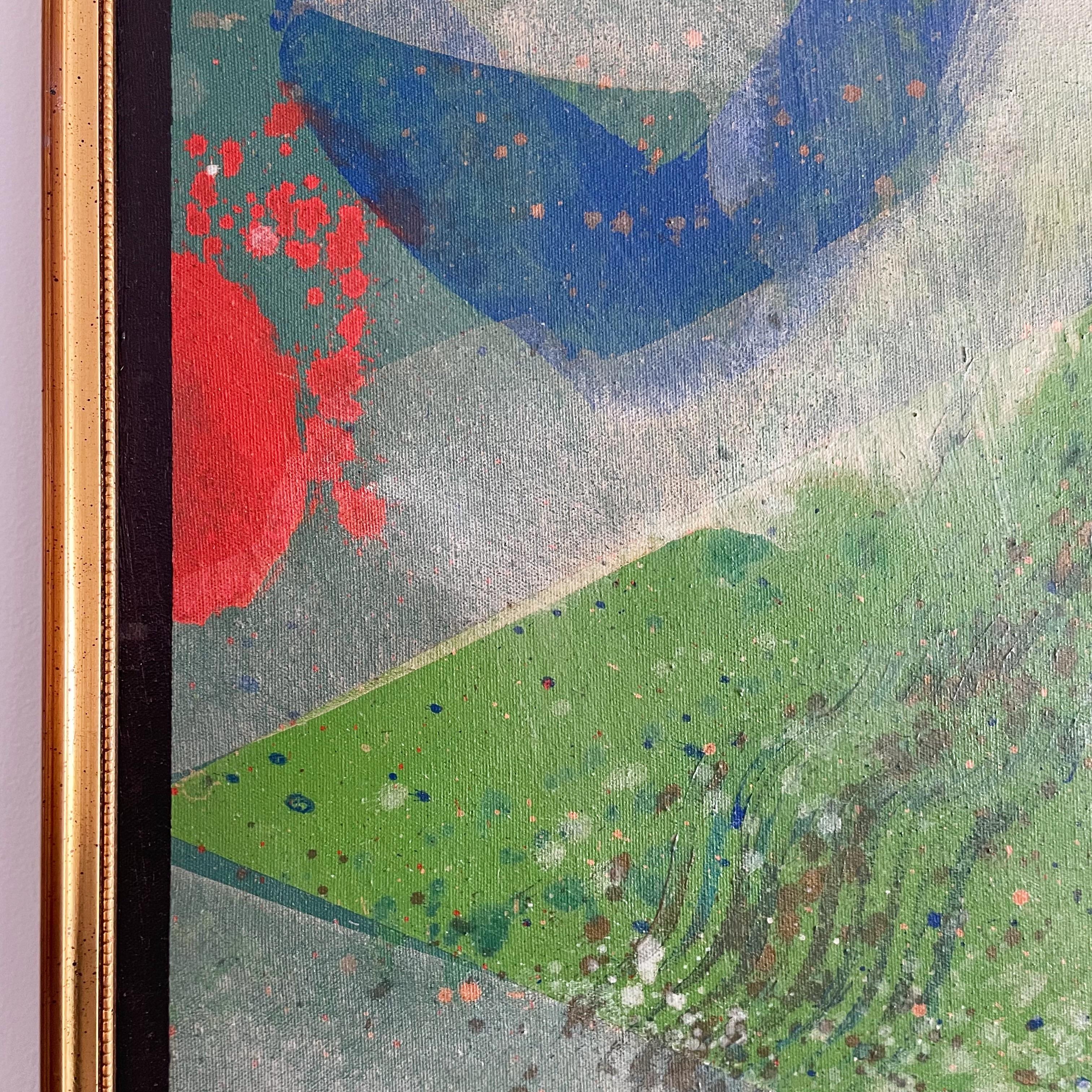 Late 20th Century Large Colorful Abstract Vintage Acrylic on Canvas Signed Jerry Cohen 1982 For Sale